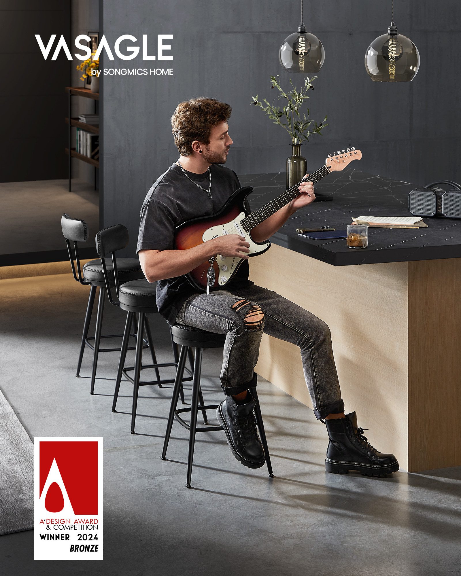 VASAGLE Barhocker (Set, 2er), EKHO Kollektion - 360° drehbarer Barhocker, 2 günstig online kaufen