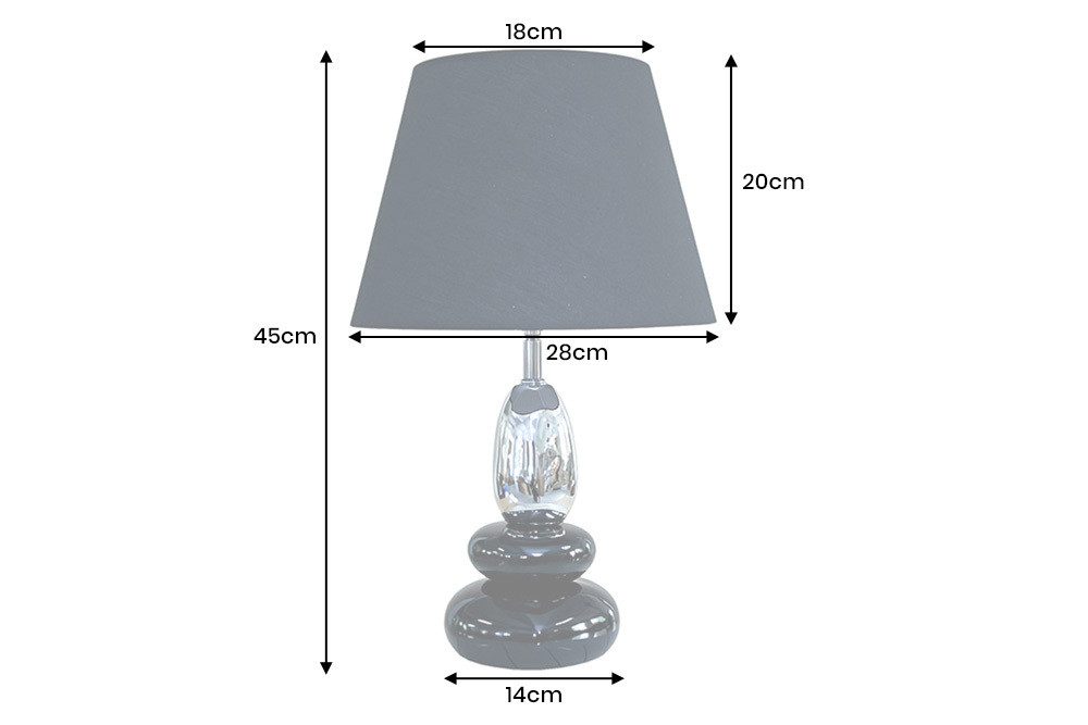 riess-ambiente Tischleuchte STONES OF ZEN 45cm schwarz/silber - Kunststein, Stoffschirm, Ein-/Ausschalter, ohne Leuchtmittel, mit dekorativem Steinsockel & neigbarem Schirm – ideal für Wohnräume