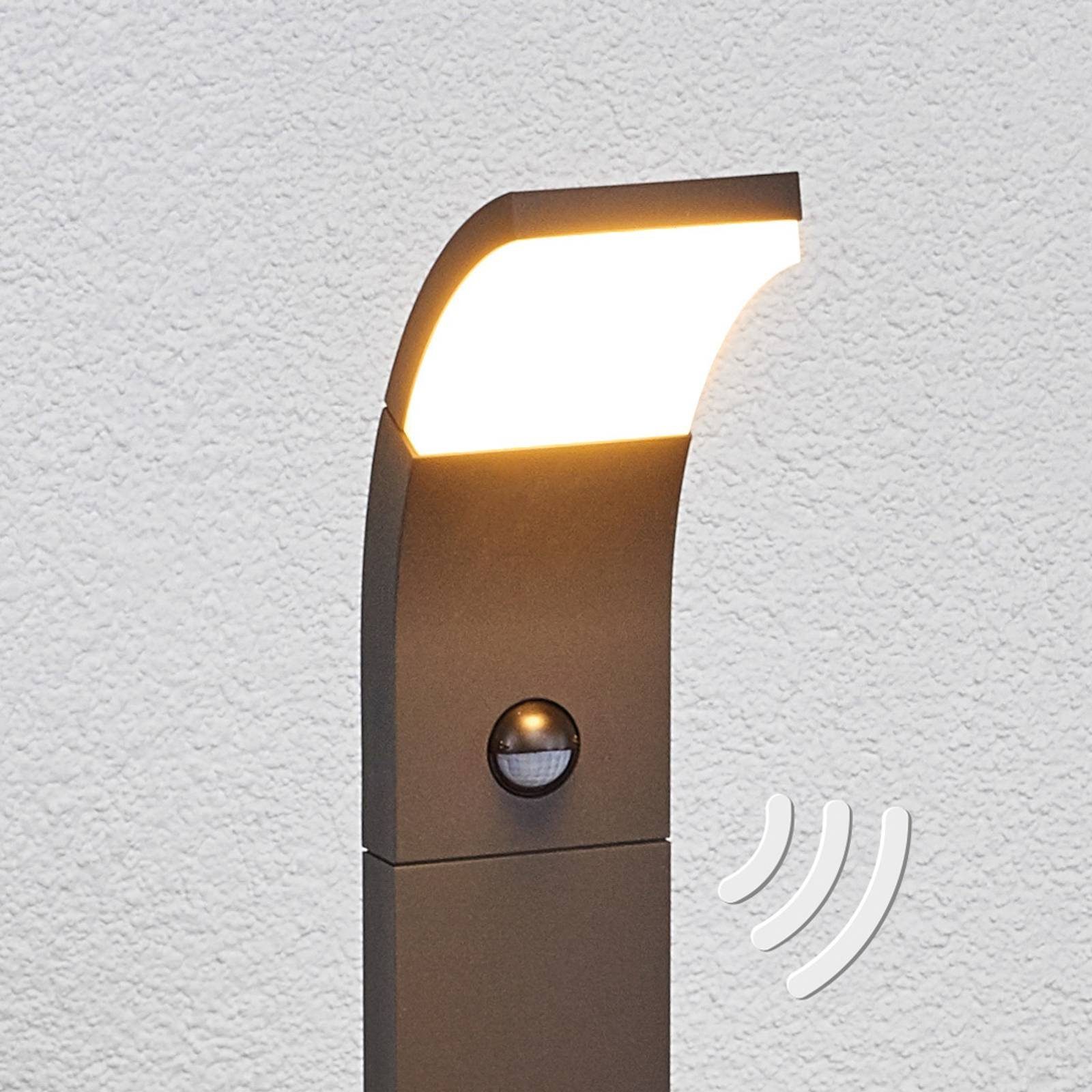 Lucande Pollerleuchte Timm, LED-Leuchtmittel fest grafitgrau, flammig, inkl. 1 Aluminium, weiß, warmweiß, Kunststoff, verbaut, Modern