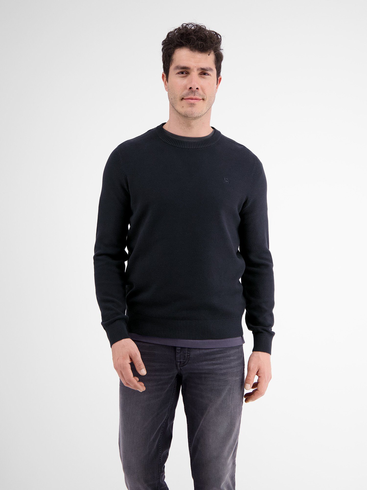 Strickpullover LERROS LERROS DEEP Crewneck BLUE Strickpullover