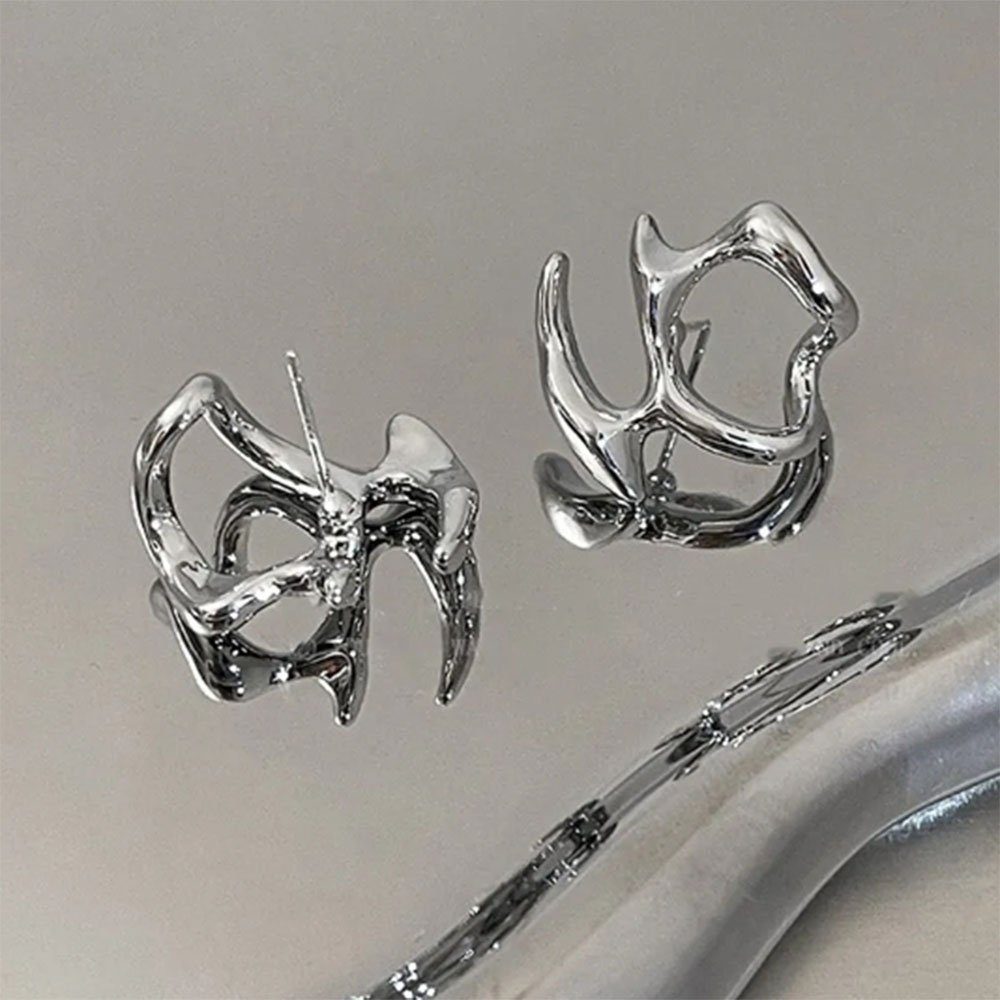 Paar Unregelmäßige Geometrische Punk Ohrhänger Ohrringe S925 Haiaveng Silber (2-tlg) Ohrringe