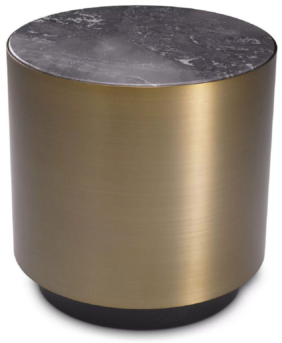 Möbel Tisch / Marmorplatte Runder Casa - Beistelltisch Luxus Grau Messingfarben Schwarz - cm Luxus Edelstahl mit Padrino / x Beistelltisch 50 Luxus - 50 Ø H. Qualität