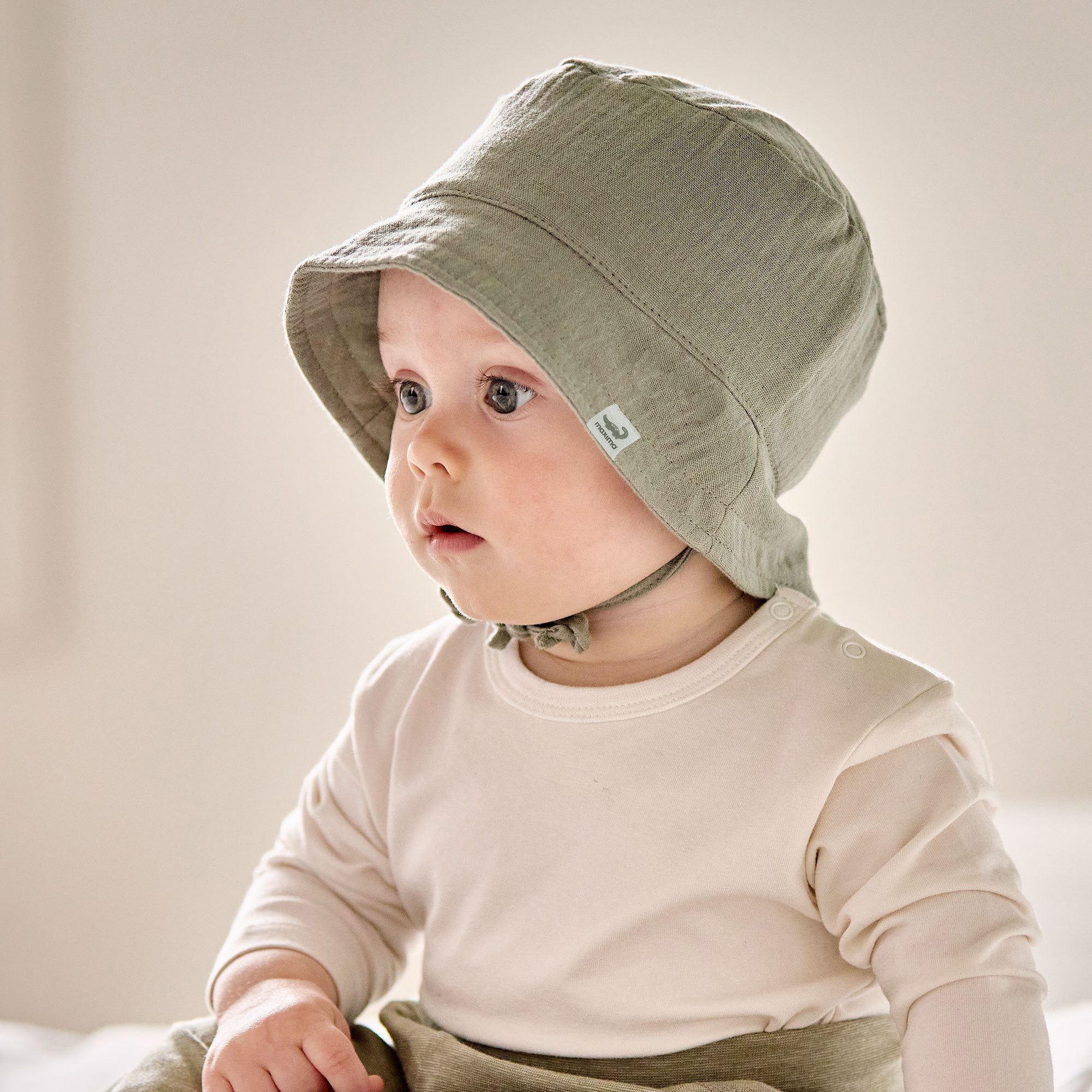 MAXIMO Fischerhut GOTS BABY BOY-Hut, Leinenoptik Band, Futter, UV 50 (1-St)