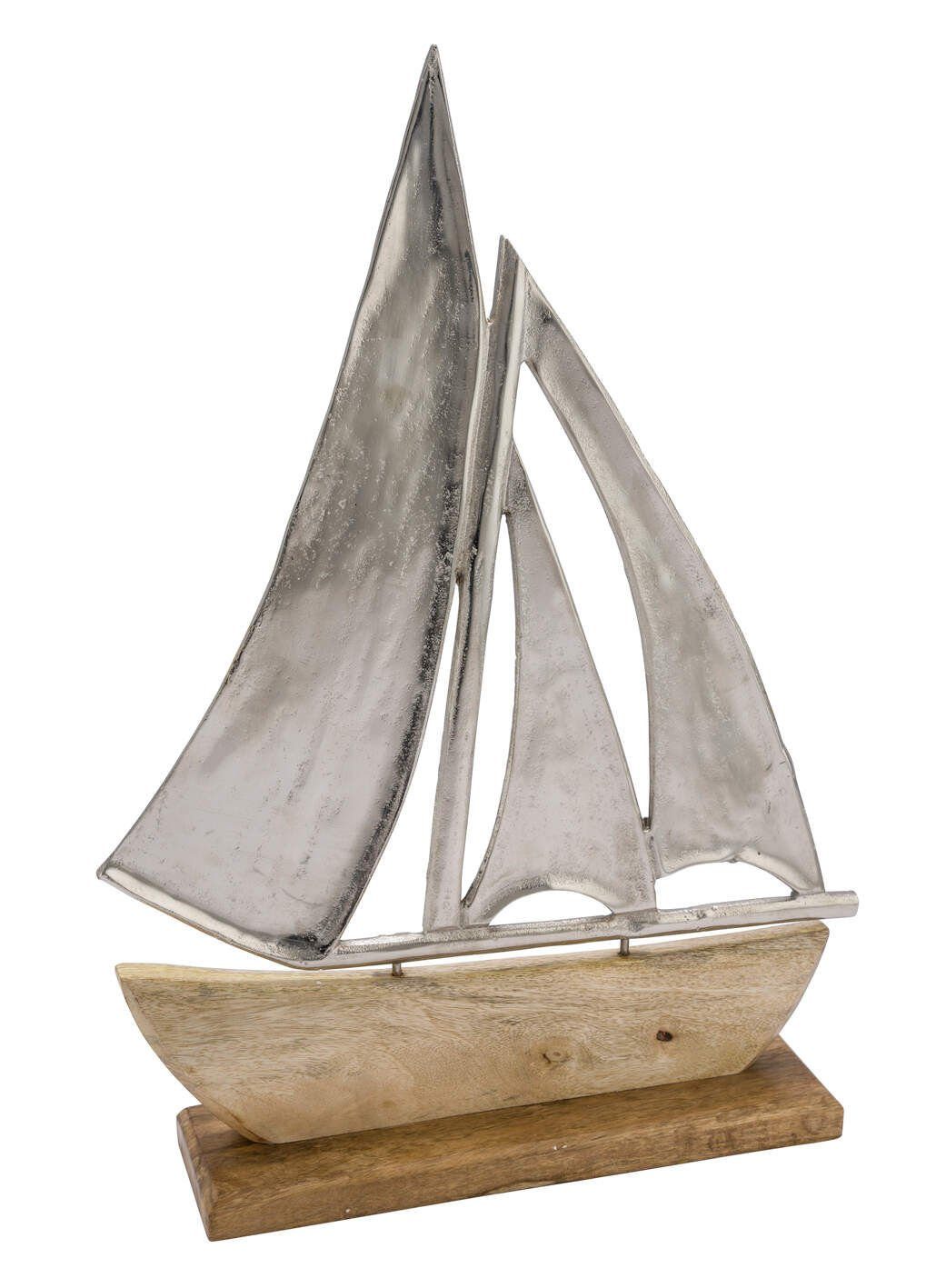 Spetebo Dekoobjekt Alu Boot Aufsteller maritim - 40 cm / groß (Stück, 1 St., Deko Aufsteller), Mango Holz Tisch Figur Küsten Deko