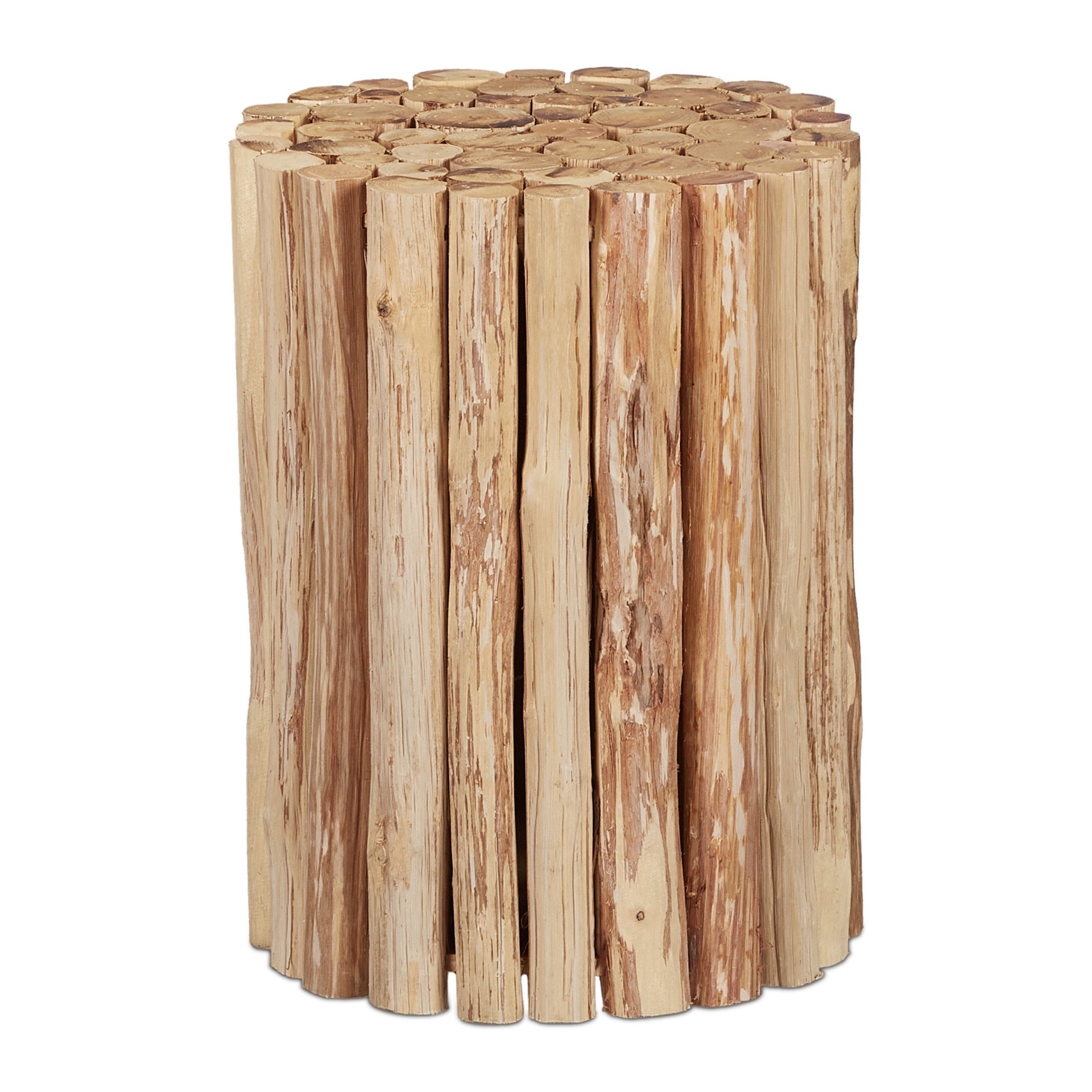 relaxdays Blumenhocker Runder Blumenhocker aus Holz