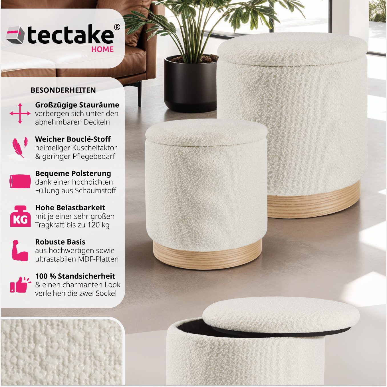 tectake Sitzhocker 2er Set Sitzhocker mit günstig online kaufen