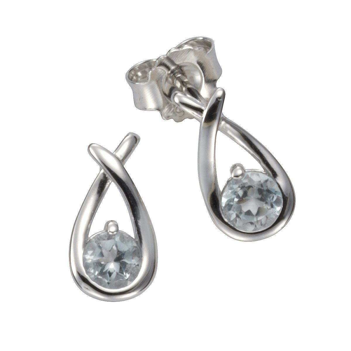 Paar Ohrstecker 925/- Sterling Silber 2x Blautopas