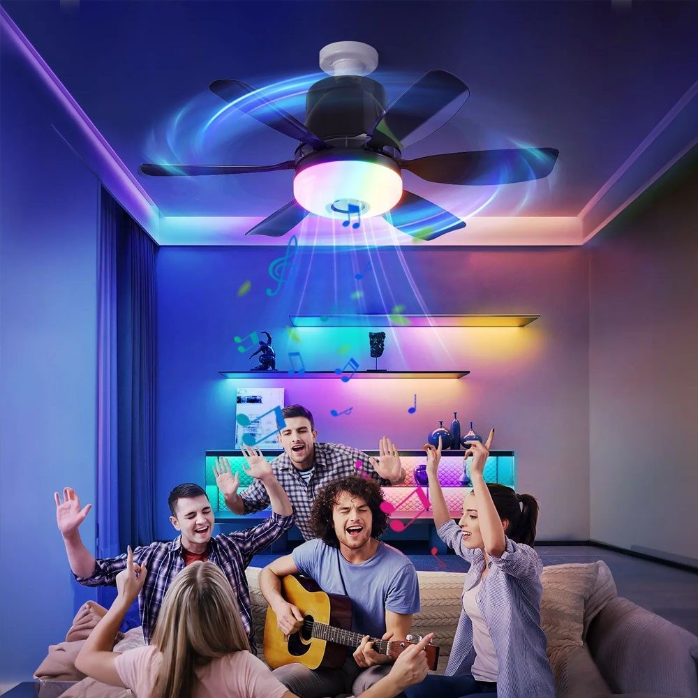 QUBEBU Deckenleuchte RGB Deckenventilator mit Beleuchtung günstig online kaufen