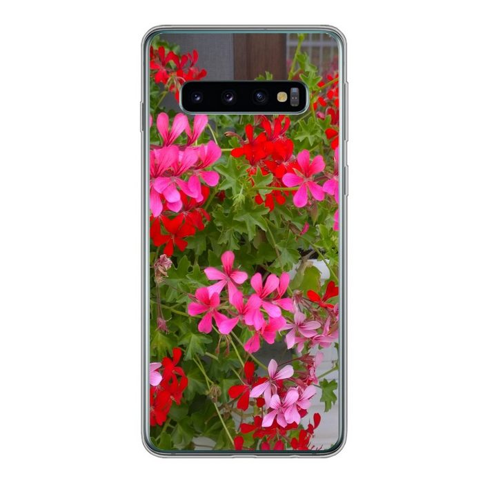 MuchoWow Handyhülle Geranienblüten im Garten Phone Case Handyhülle Samsung Galaxy S10 Silikon Schutzhülle