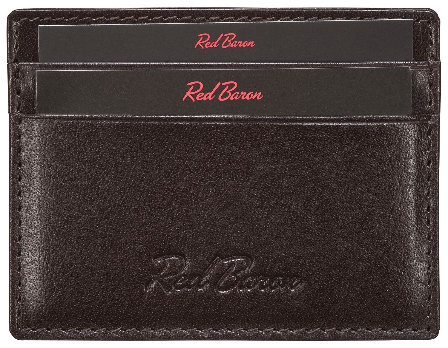 Red Baron Kartenetui Kreditkarten-Etui Leder Schwarz RB-WT-001-04, 4 Kreditkartenfächer, Leder, schlicht, einfach