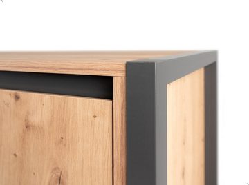 Finori Sideboard Denver (Kommode in Eiche Artisan und Anthrazit, Breite 160 cm), Industrial Design, 3 Türen, 3 Schubladen