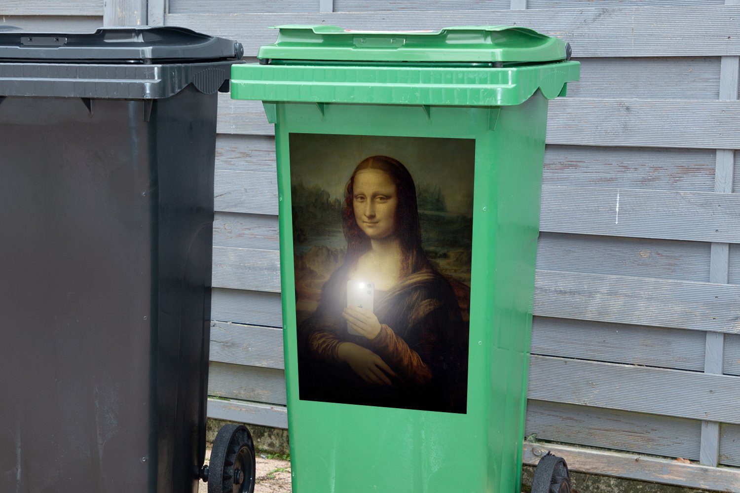 Mona St), Sticker, Mülltonne, MuchoWow Da Telefon Lisa Wandsticker - - (1 Vinci Container, Mülleimer-aufkleber, Abfalbehälter