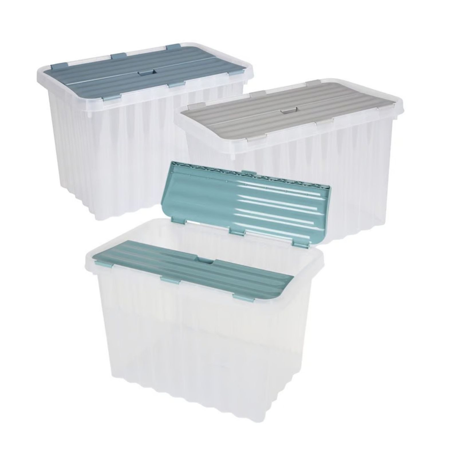 BURI Aufbewahrungsbox Wellenbox 24L 43x30x30cm Transparent Deckel Aufbewahrungsbox
