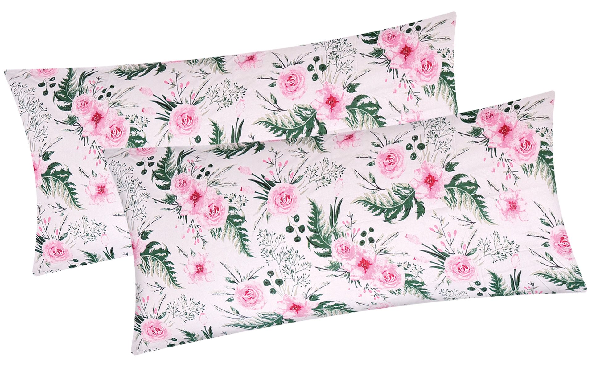 Heubergshop Kissenbezug, (2 Stück), Kissenhülle, 2er Set, 40x80cm - Blumen (KY-Rosen-40x80)