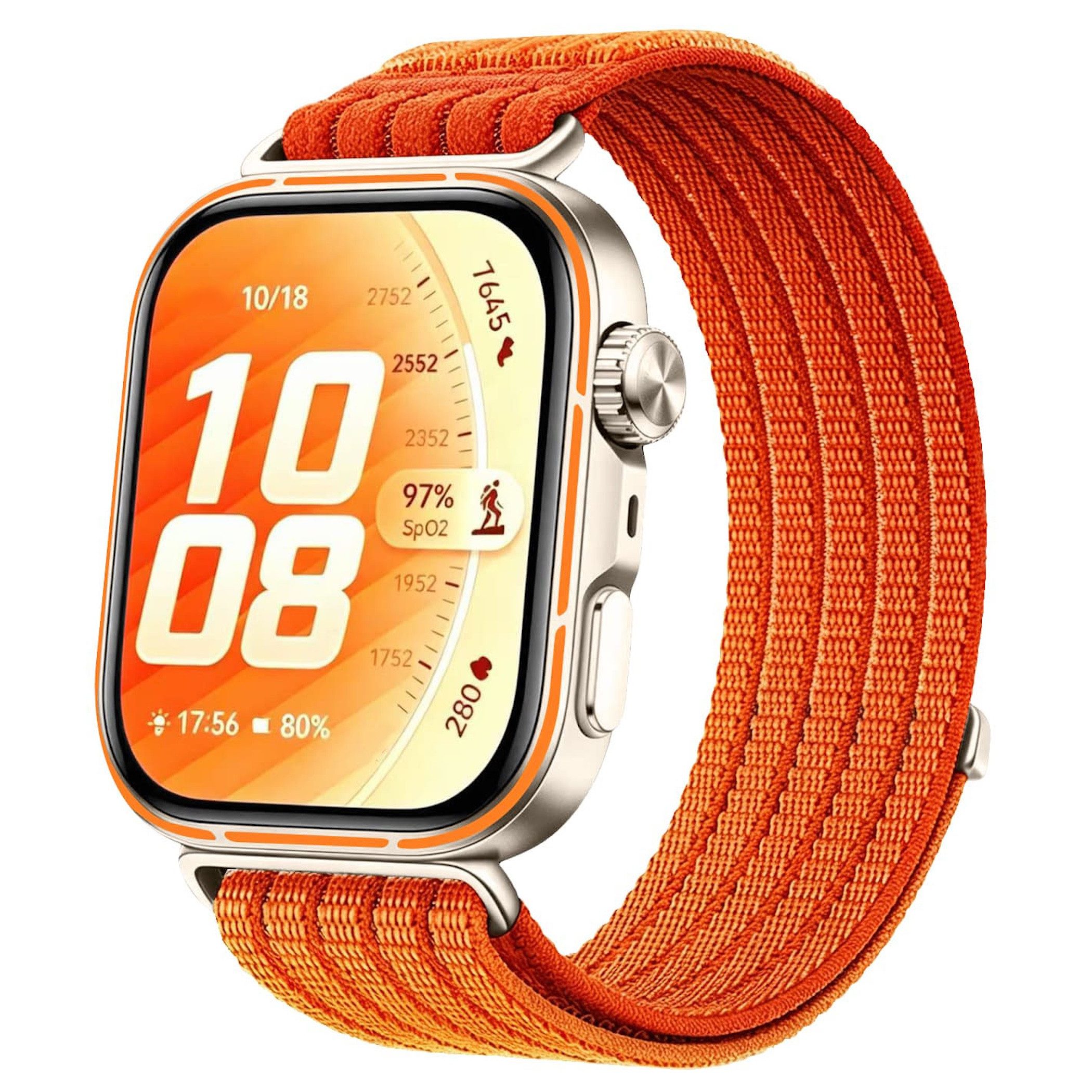 Wigento Smartwatch-Armband Nylon für Huawei Watch Fit 5 4 / 5 4 Pro / 3 Klettverschluss Orange, Klettverschluss, Verstellbar