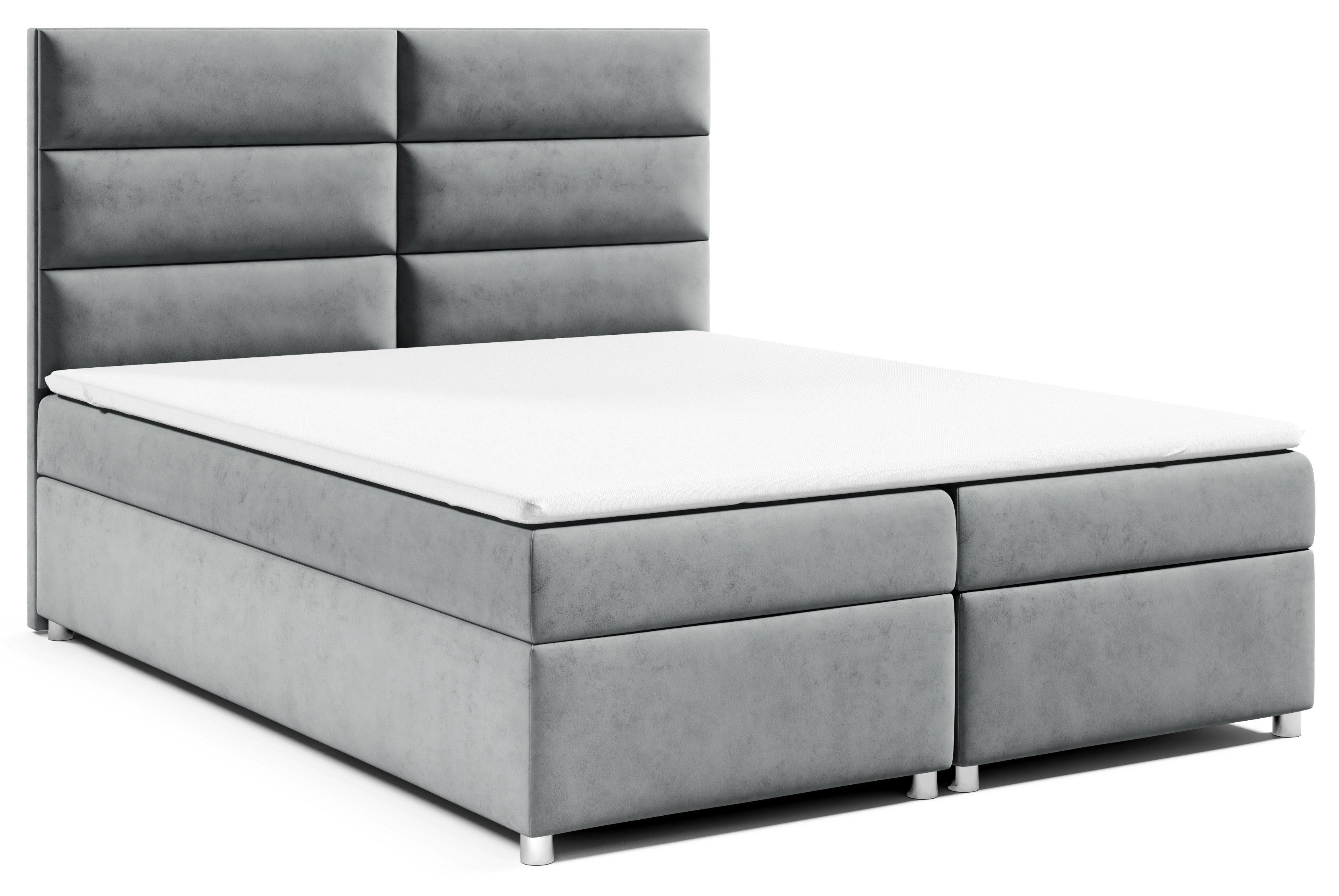 Best Home Trinity K4, und mit for Boxspringbett Bettkasten Grau Topper