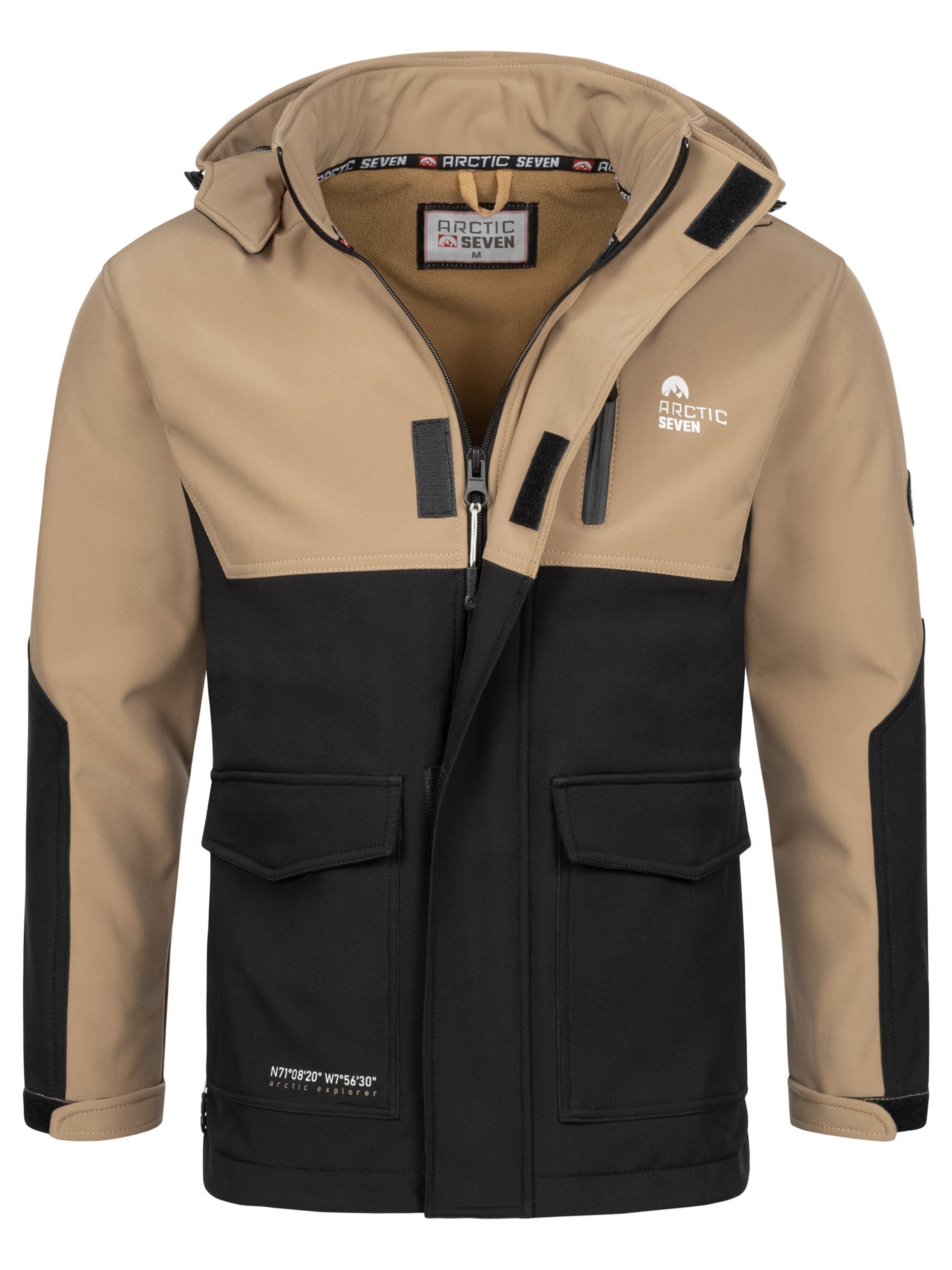 Arctic Seven Softshelljacke ASRenaldoo sportliche Funktionsjacke Beige - Schwarz