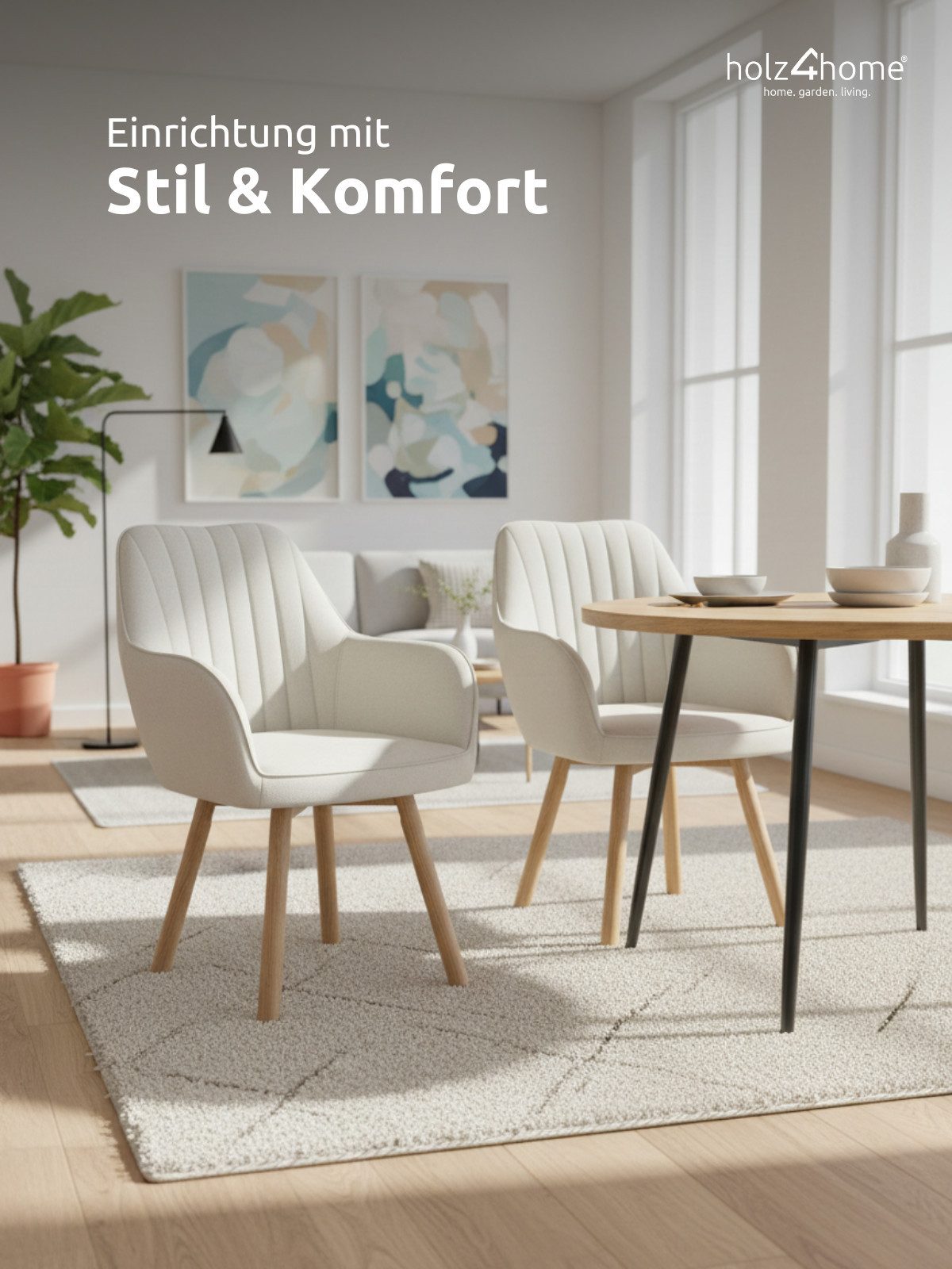 holz4home® Esszimmerstuhl 2er Set I Gepolsterter Wohnzimmerstuhl mit Beinen günstig online kaufen