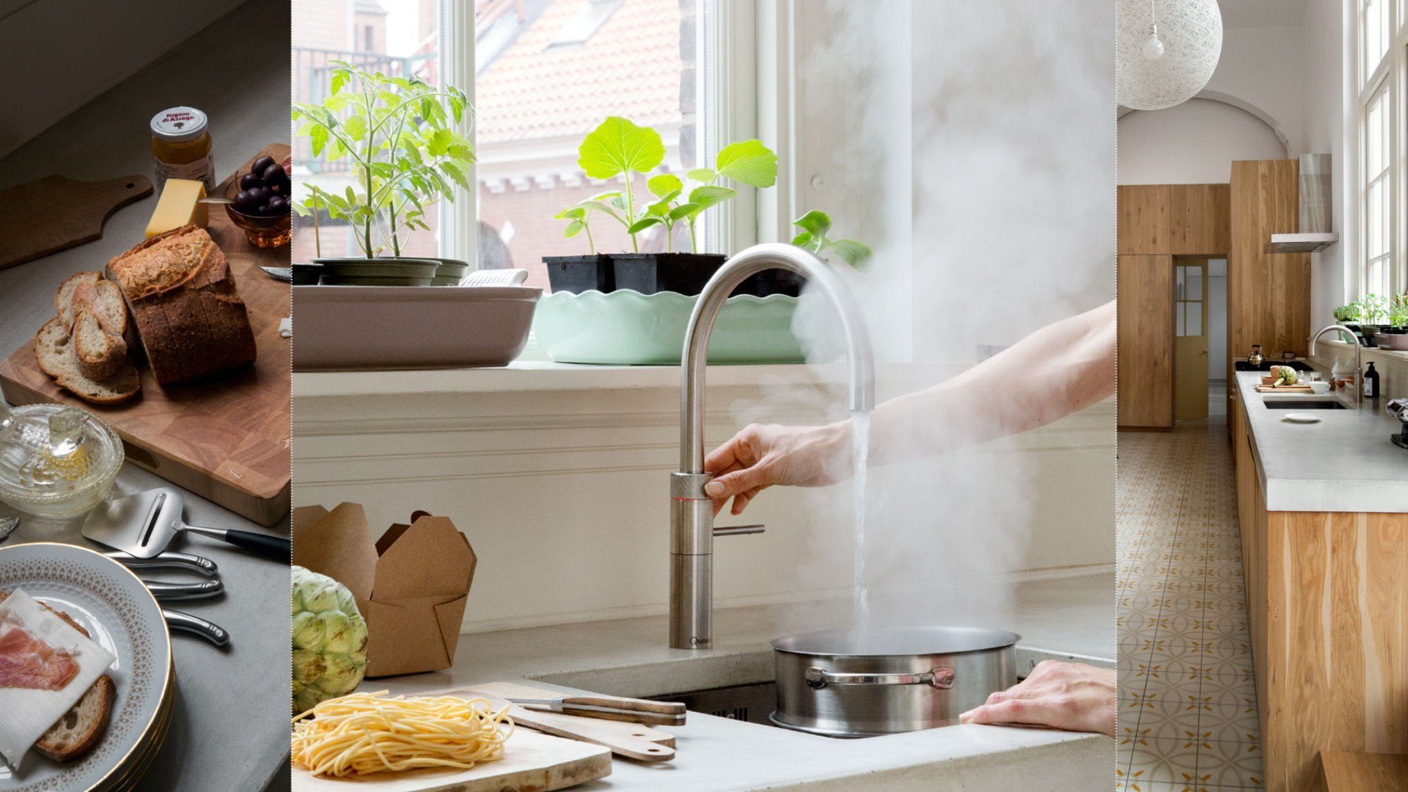 QUOOKER Küchenarmatur QUOOKER FLEX Zugauslauf Spültischmischer 100°C mit (22XCHR) & (2-St) Chrom Armatur 100°C B Kochendwasserfunktion COMBI