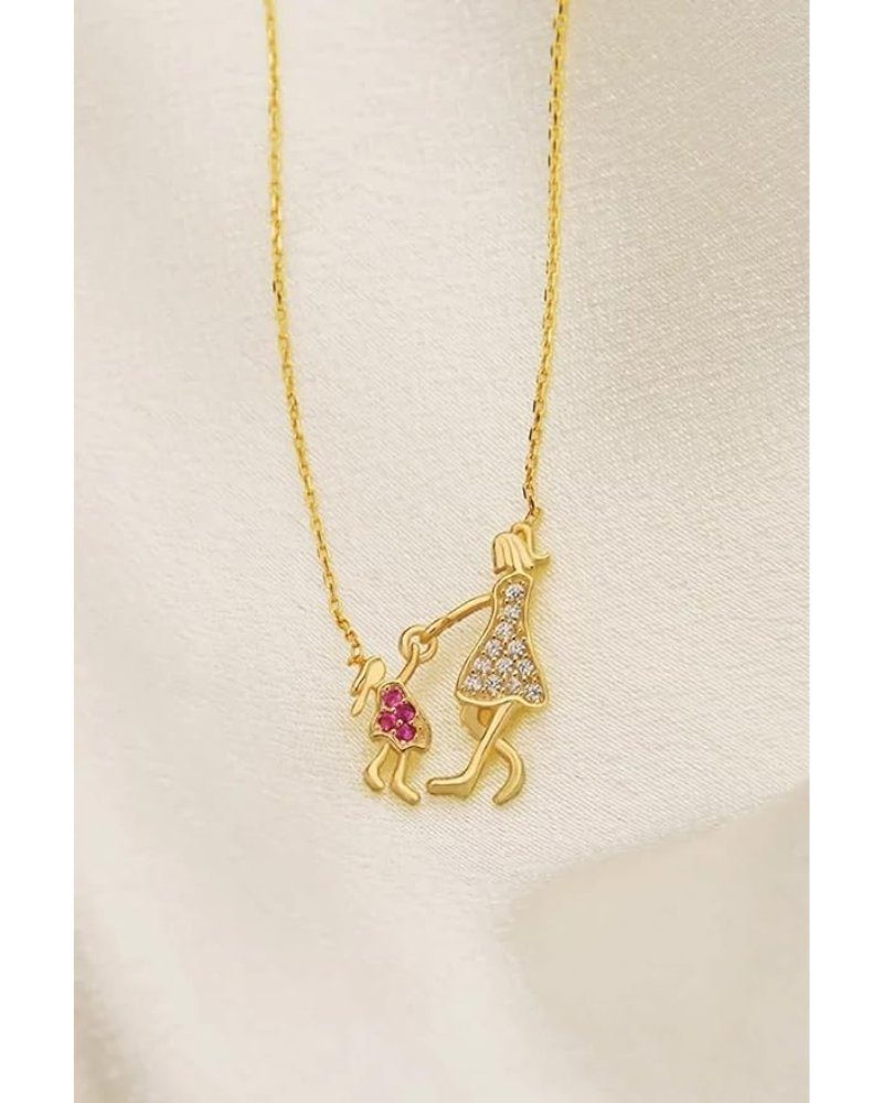 BOHORIA Kette mit Anhänger Halskette Mama Herz Muttertag Geschenk 925 Sterling Silber vergoldet, verstellbare Halskette Mamaliebe Gold