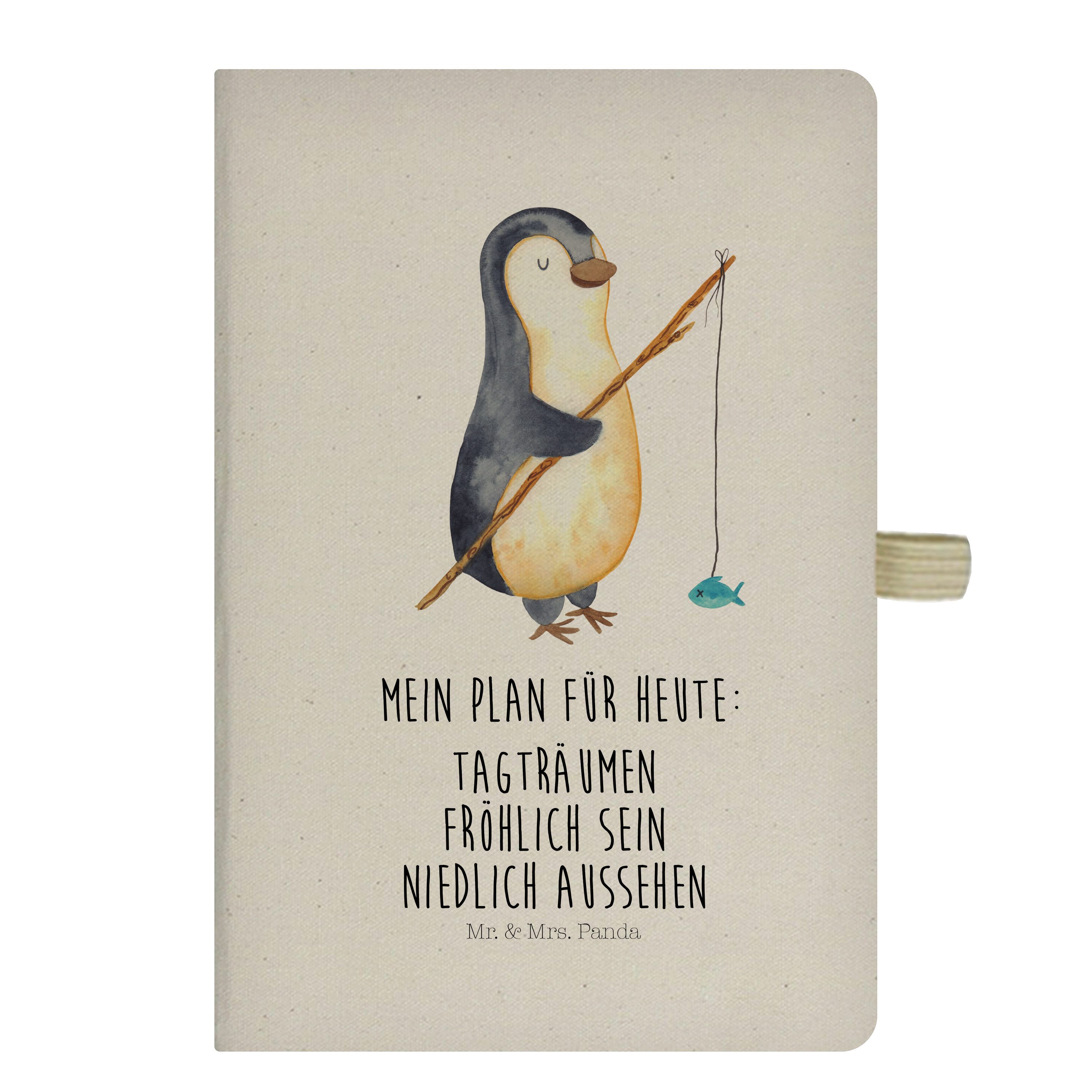 Mr. & Mrs. Panda Notizbuch Pinguin Angler - Transparent - Geschenk, Schreibbuch, Fischer, Wochen Mr. & Mrs. Panda