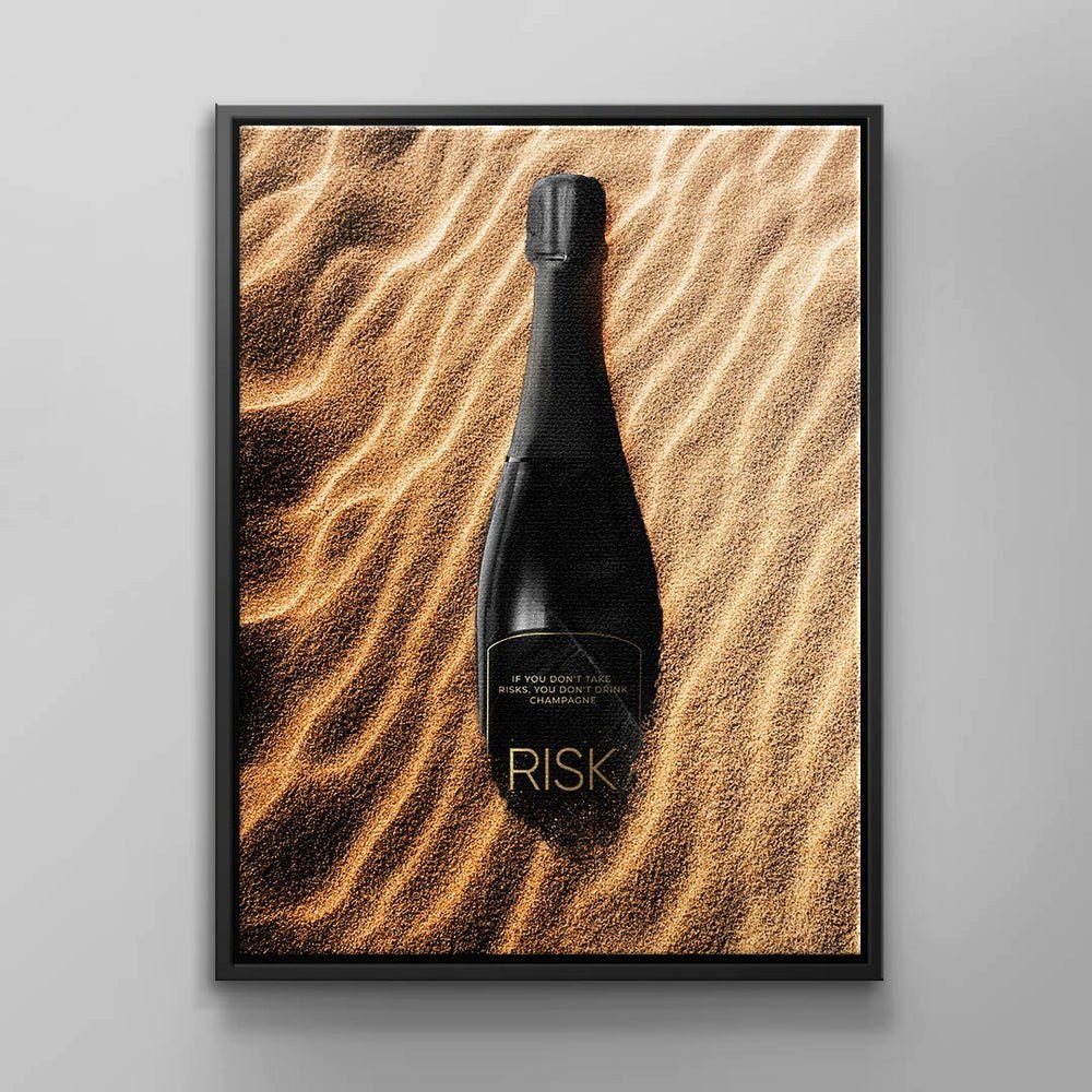 DOTCOMCANVAS® Leinwandbild, SAND, Premium Leinwandbild Champagner Motiv - Pure Risk schwarzer Rahmen