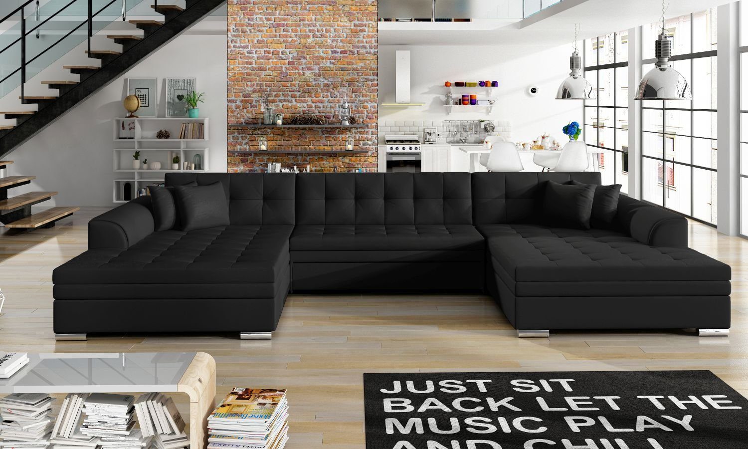 Lukas Möbel Wohnlandschaft Wohnlandschaft Vera mit Schlaffunktion XXL-Sofa in U-Form, mit Bettfunktion