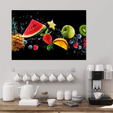 wandmotiv24 Leinwandbild Früchte & Wasser, Melone, Erdbeere, Obst, Essen & Trinken (1 St), Wandbild, Wanddeko, Leinwandbilder in versch. Größen