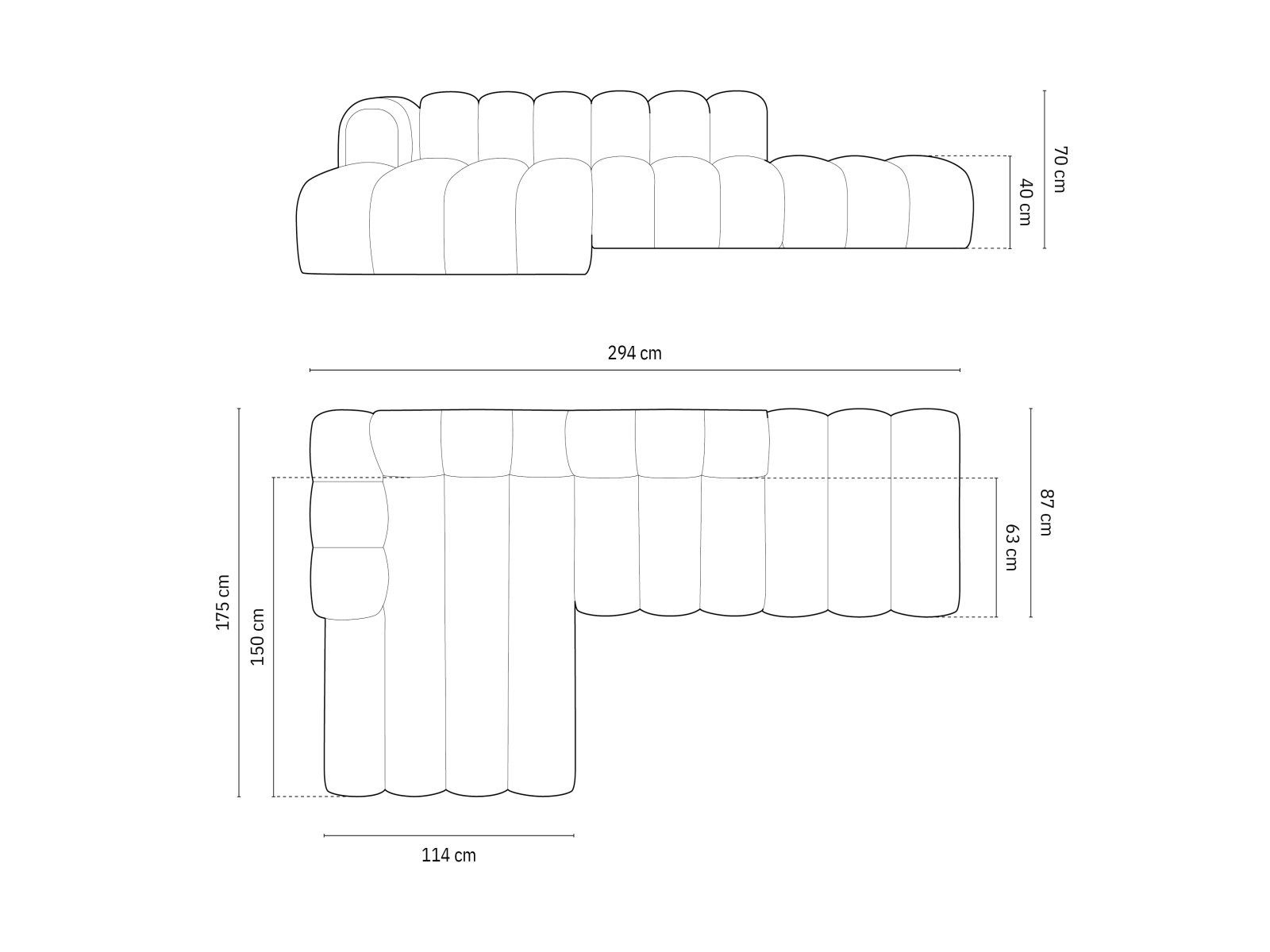 Micadoni Ecksofa Lupine, modular offen 5-Sitzer