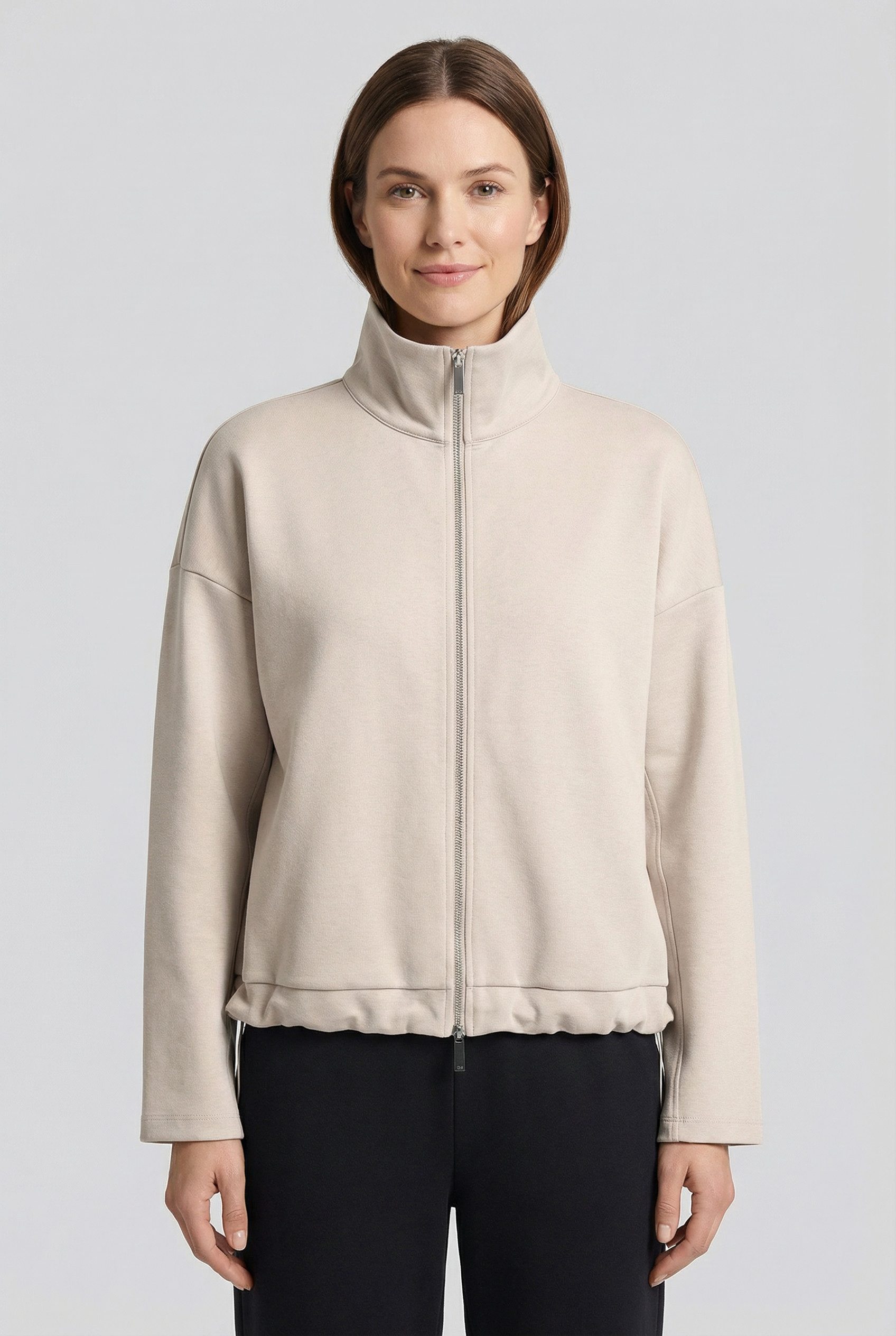 RICHROYAL Sweatjacke Tunnelzug-Saum, Stehkragen, regular fit