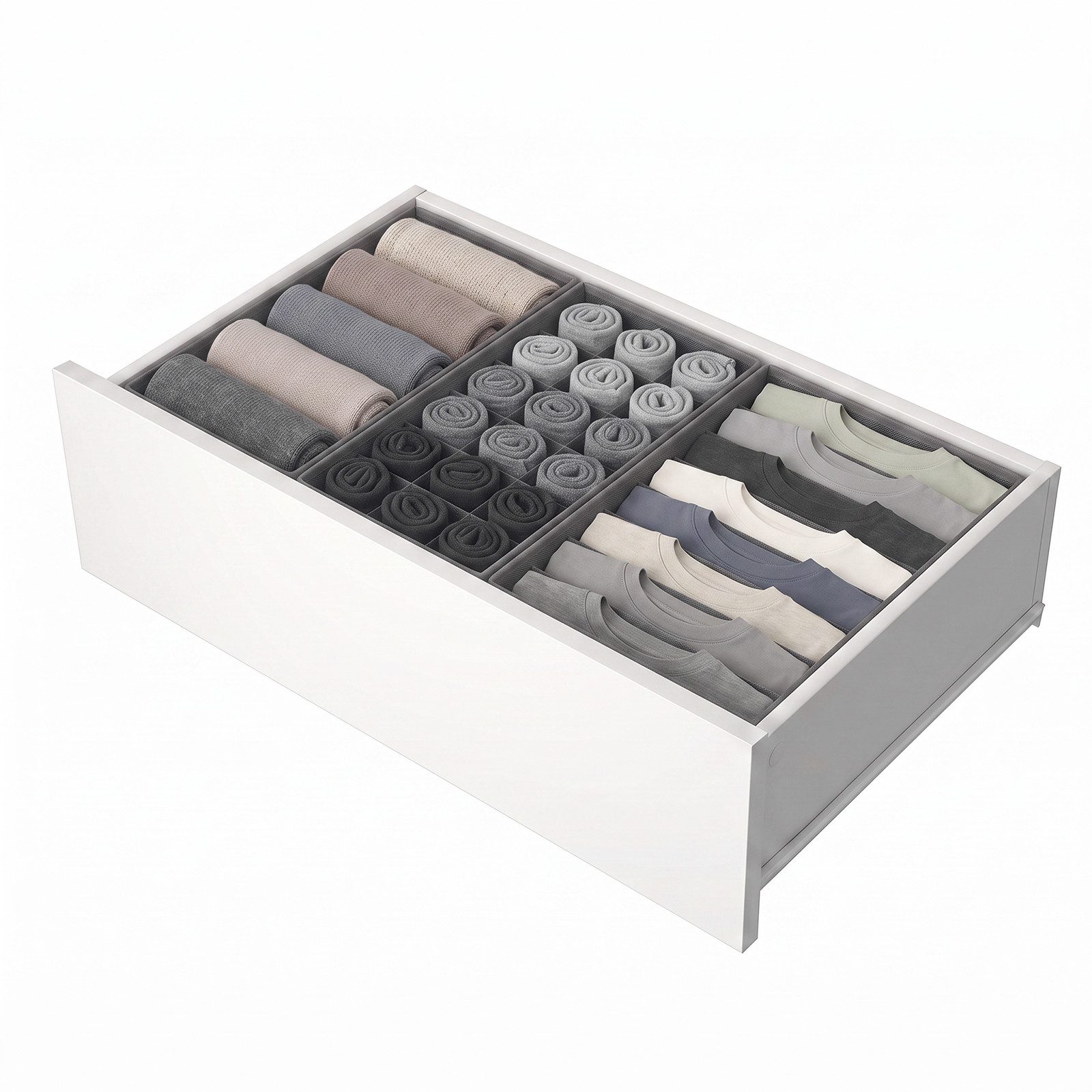 Sekey Aufbewahrungsbox Schubladen Organizer aus Vliesstoff – faltbare Aufbewahrungsboxen, 3er-Set, 2 × 19 × 41 × 11 cm + 1 × 32 × 41 × 11 cm für MALM Kommode