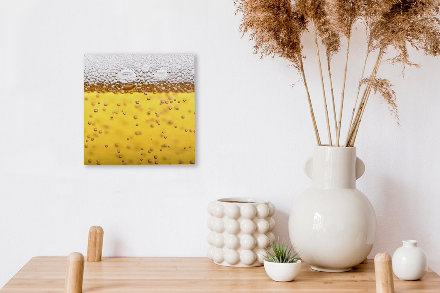 OneMillionCanvasses® Leinwandbild Bierblasen für im St), (1 Schlafzimmer Leinwand Bilder Wohnzimmer Glas