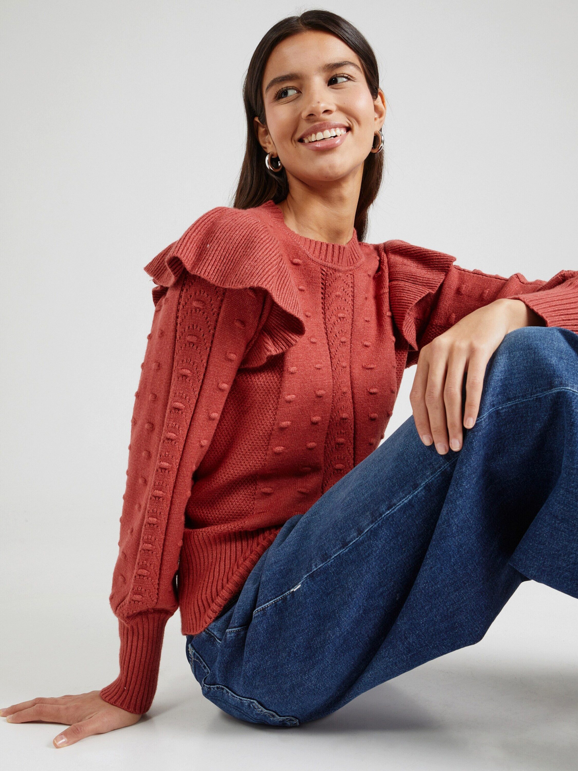 Object Rundhalspullover OBJJULIA (1-tlg) Rüschen