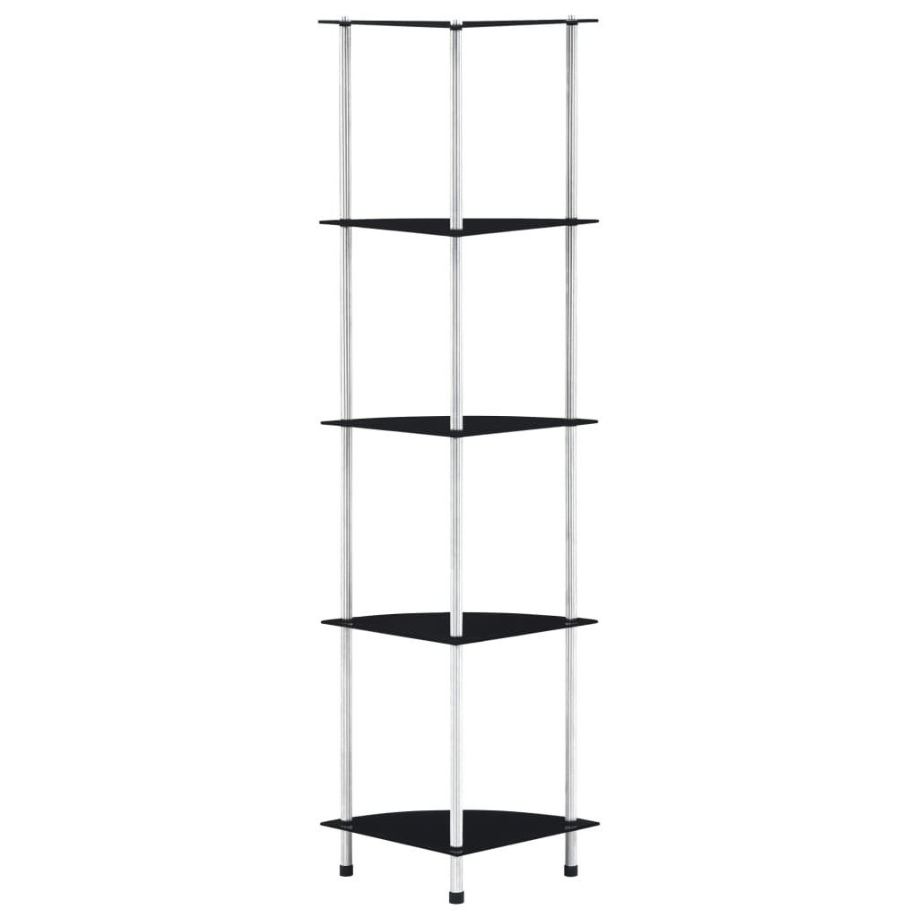 vidaXL Bücherregal Regal mit 5 Ablagen Schwarz 30x30x130 cm Hartglas, 1-tlg.