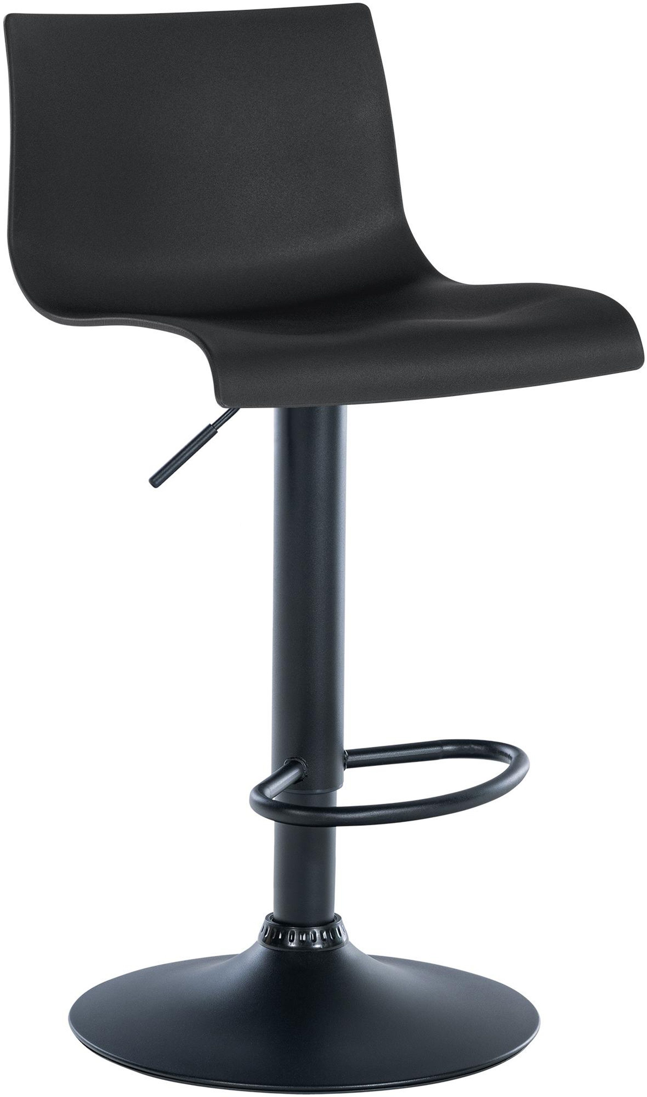 TPFLiving Barhocker höhenverstellbar (Barstuhl - Hocker für Küche - stabiles Drehgestell), Thekenstuhl mit bequemer Sitzfläche: Kunststoff schwarz