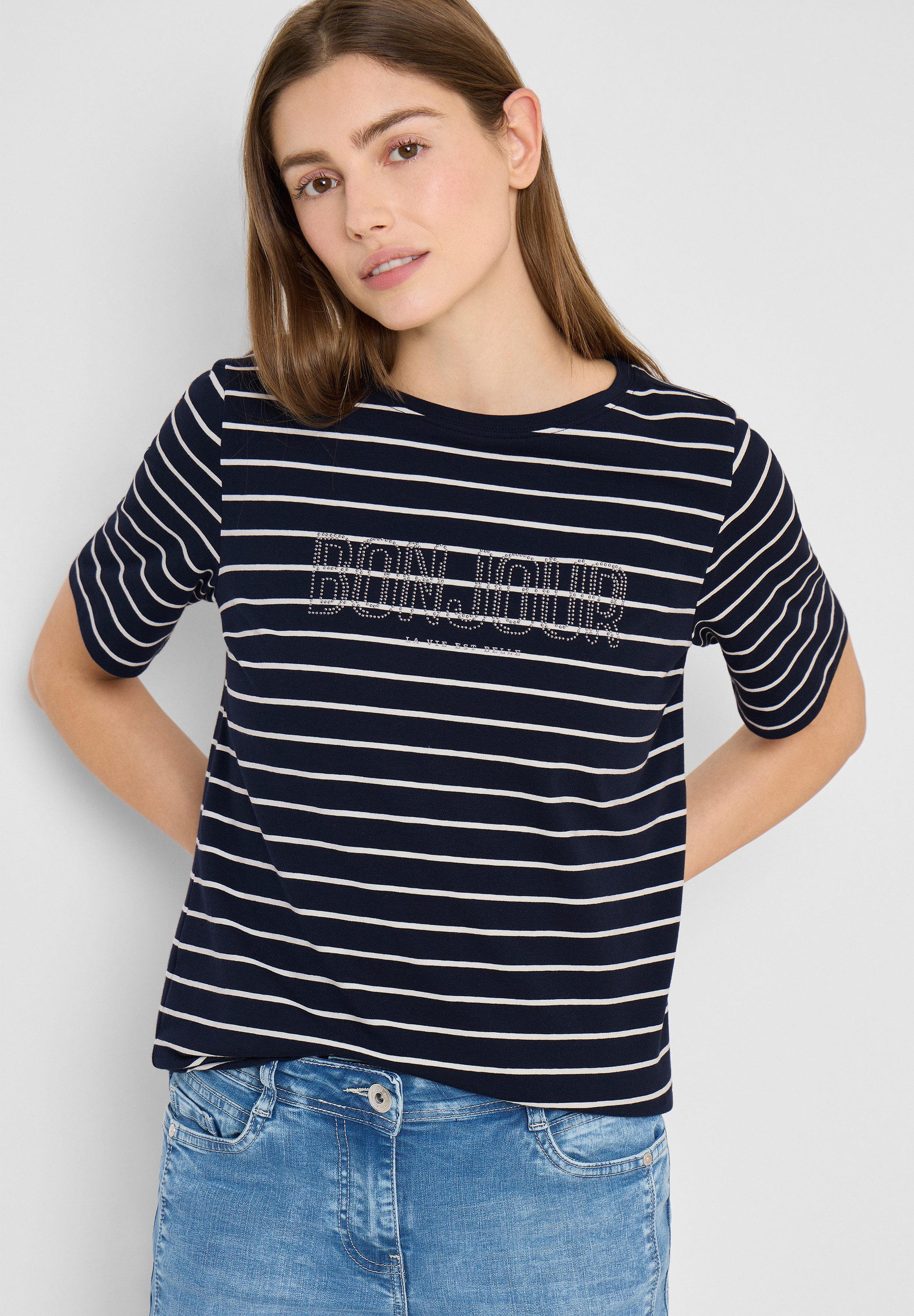 CECIL Print-Shirt mit U-Boot-Ausschnitt