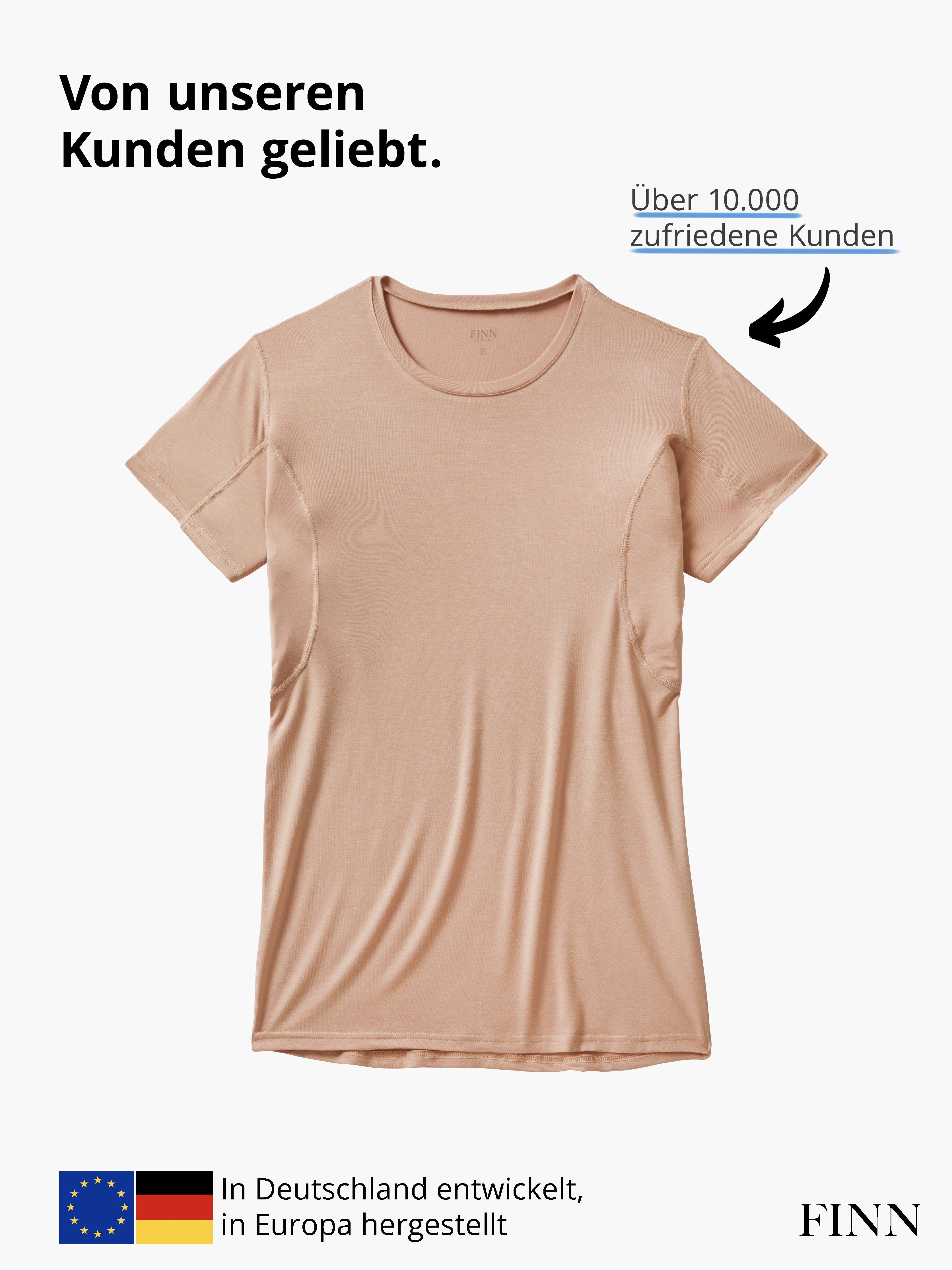FINN Design Unterhemd Anti-Schweiß 100% Schweißflecken, Rundhals vor garantierte Wirkung Light-Beige Herren mit Unterhemd Schutz