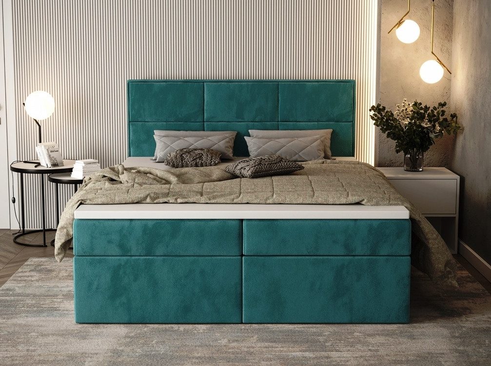 B&B Home Boxspringbett Boxbett Galla 180 cm 200 cm (H3 Matratze Bonellfederung, Kopfteil, Bettkasten und Topper)