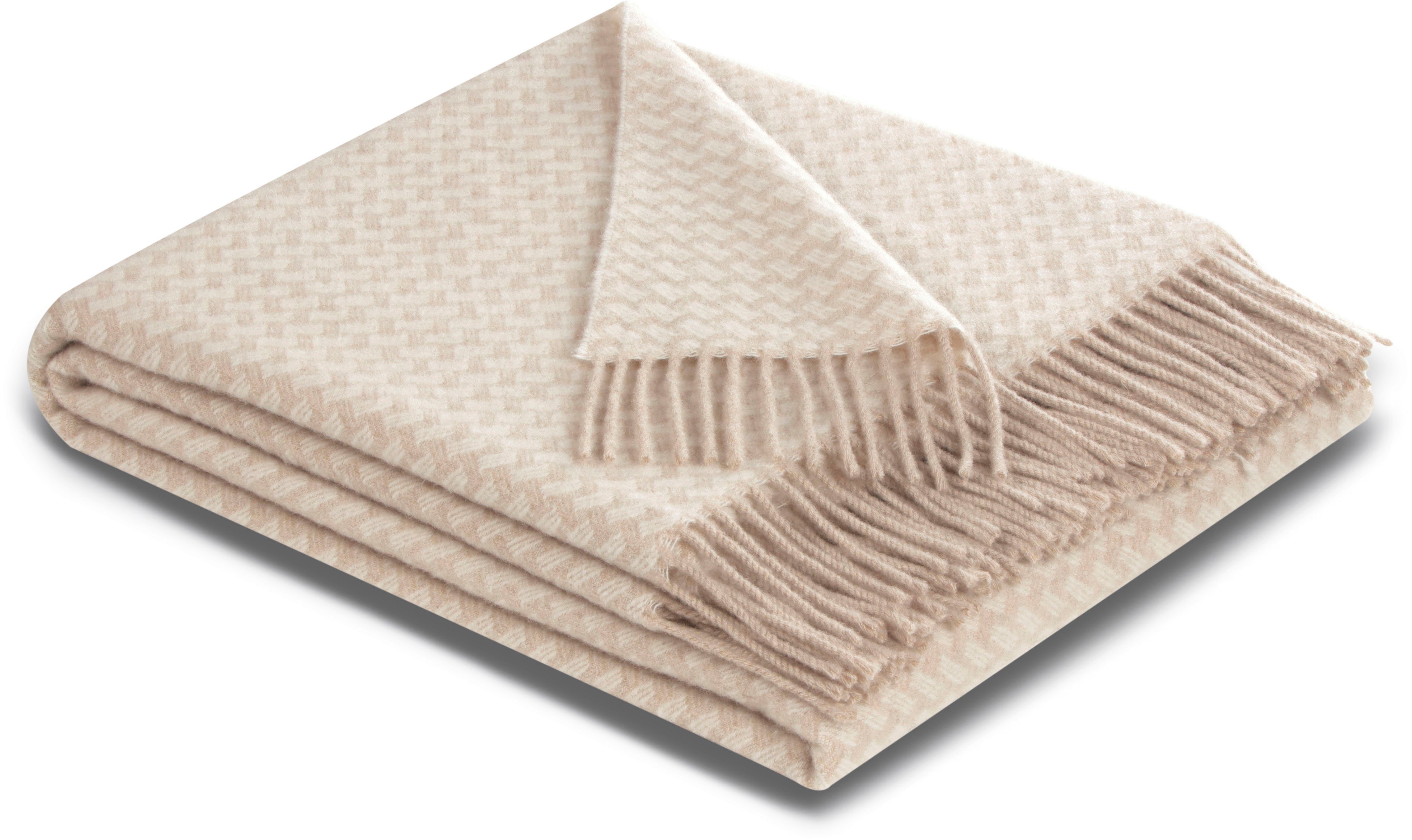 Plaid hohem mit Kaschmiranteil beige Biederlack, Vivo,