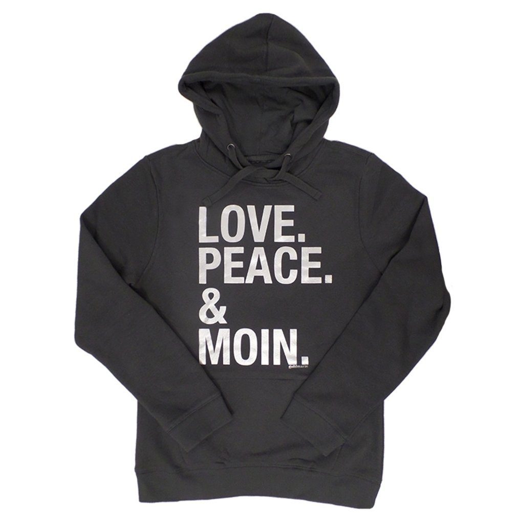 goldmarie Frontprint LOVE Kapuzensweatshirt MOIN mit dunkelgrau mit PEACE silber