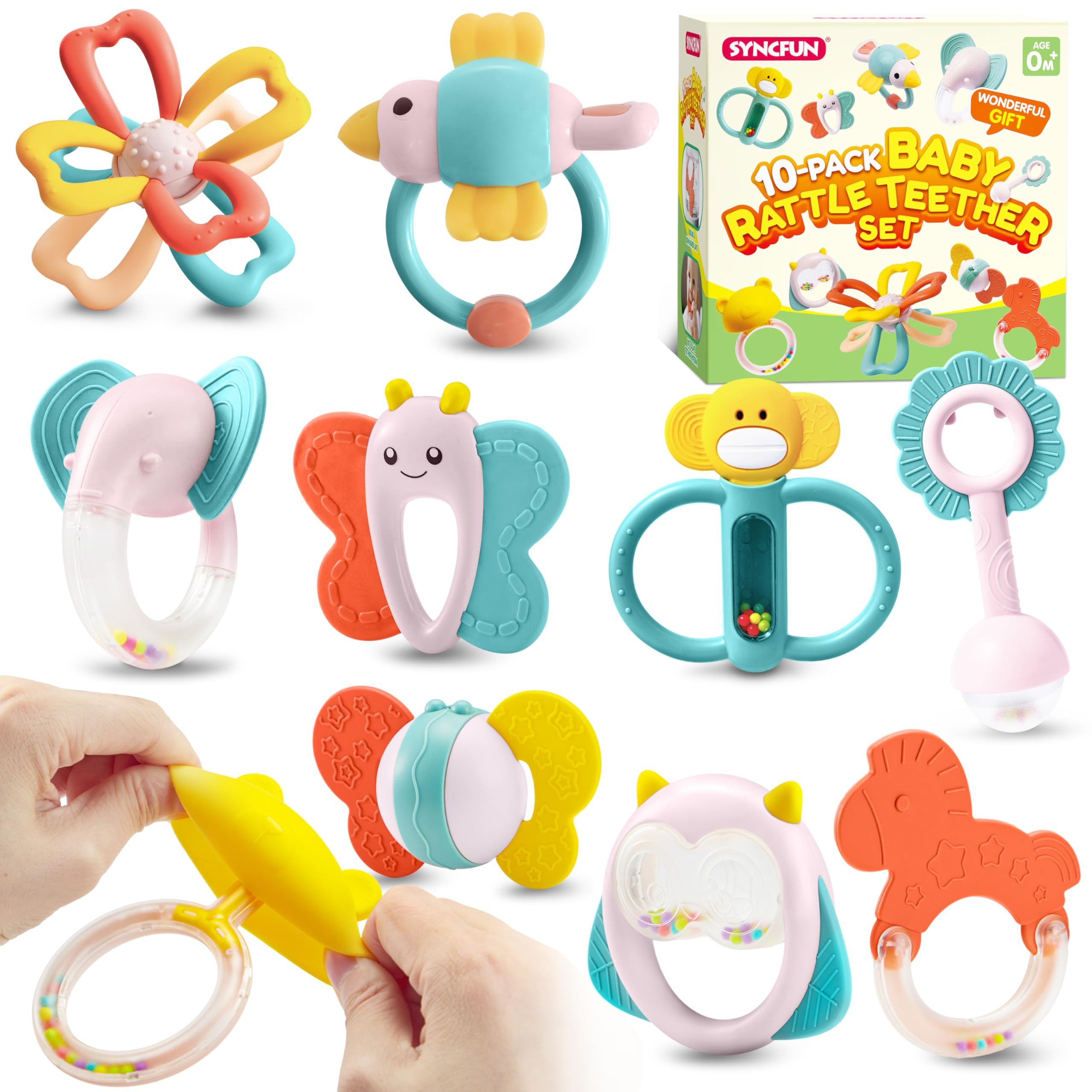 Greifspielzeug Rassel Beißspielzeug Baby Set 10pcs Shaker Greifen Rassel