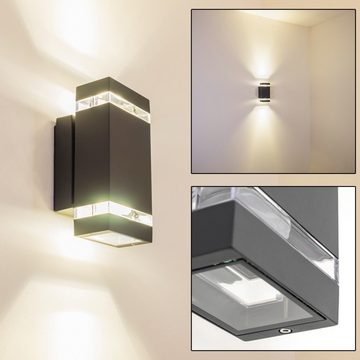 hofstein Außen-Wandleuchte »Ruzzano« LED Außenwandleuchte aus Metall/Kunststoff in Anthrazit/Klar, 4000 Kelvin, 300 Lumen, Aussenleuchte mit IP44, Lampe ideal für die Hauswand