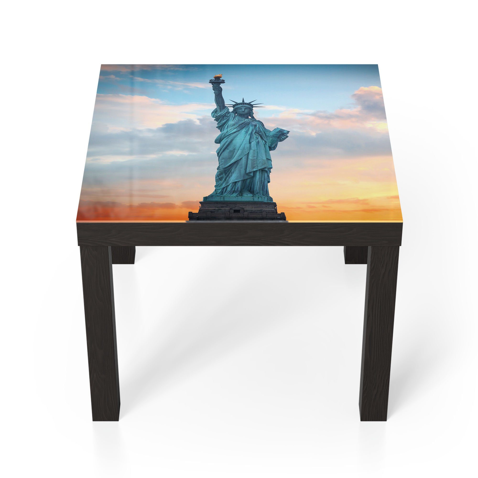 DEQORI Couchtisch 'New Yorks Lady Liberty', Glas Beistelltisch Glastisch modern Schwarz