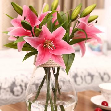 Kunstblume 5 Stück Rosa Künstliche Lilie Blumen, Künstlich Plastikblumen, Lubgitsr