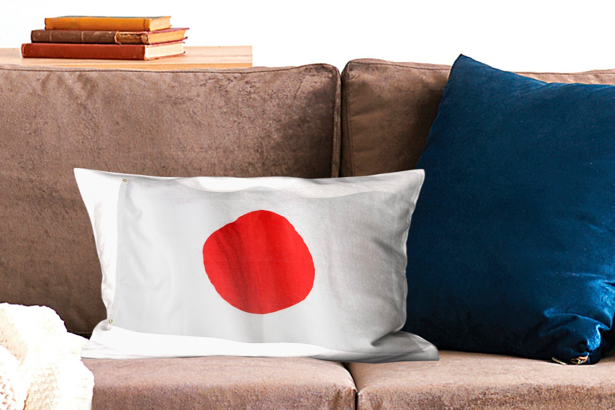 Hintergrund, Füllung, weißem Dekokissen Wohzimmer Japan Die von Dekokissen auf mit Dekoration, MuchoWow Flagge Schlafzimmer Zierkissen,