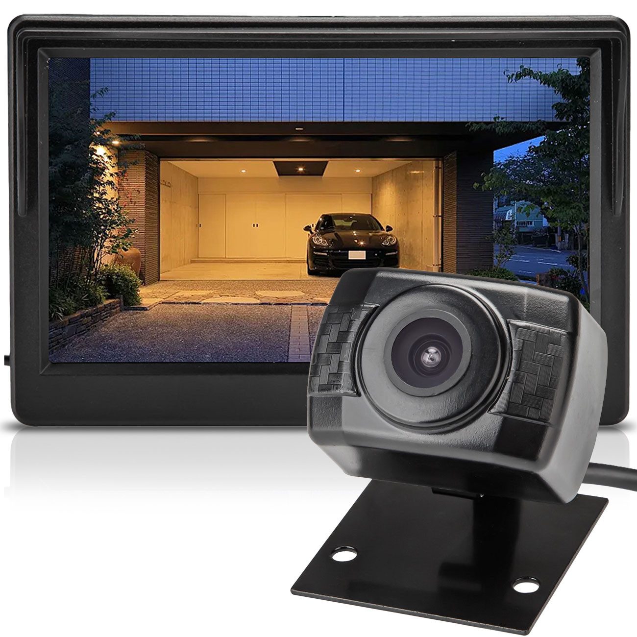 Casativo Funk-Rückfahrkamera 5" Farb-Monitor HD Einparkhilfe für Auto & Caravan Rückfahrkamera (5" LCD-Display, 170° HD, AHD, Farb-IR-Nachtsicht & 12V)