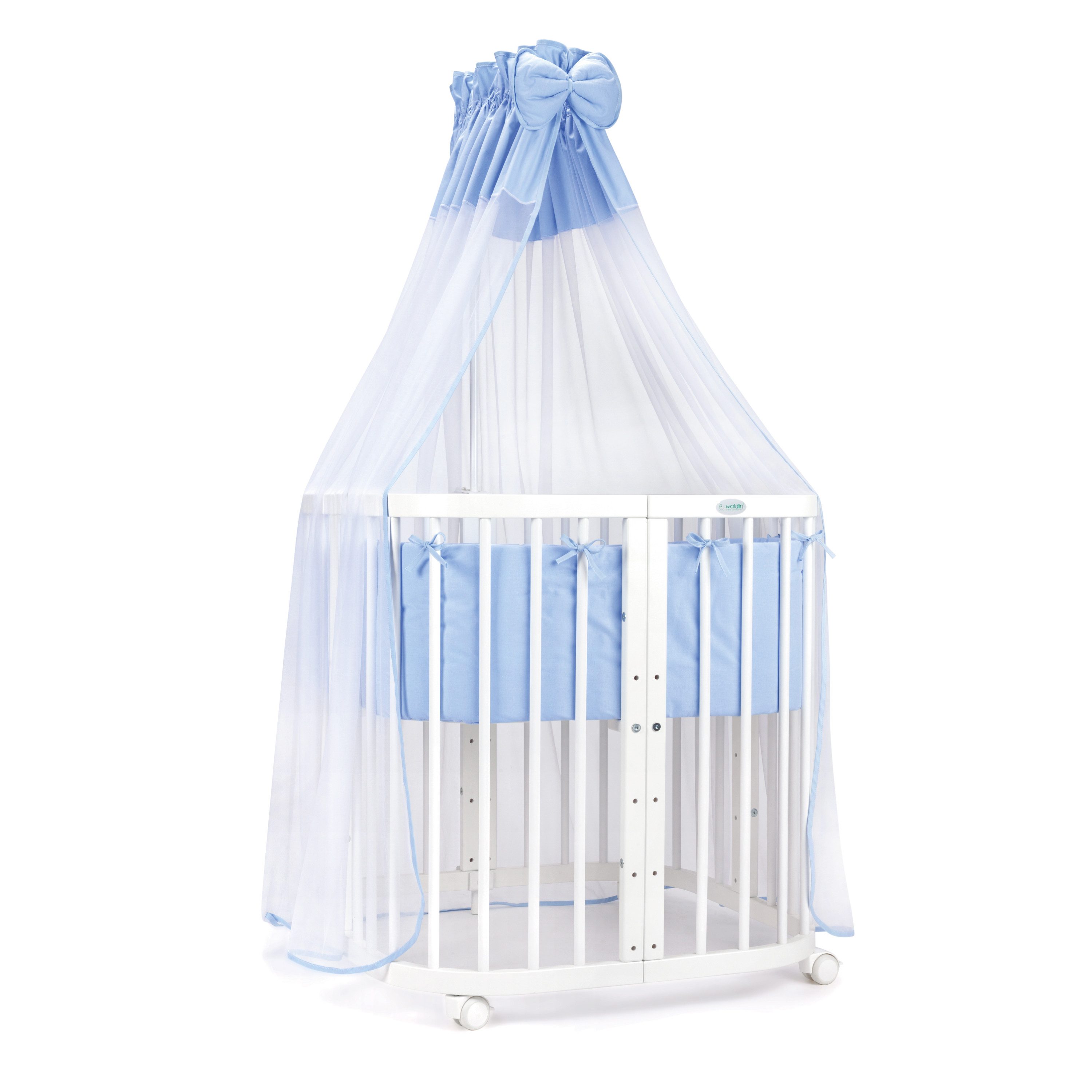 Waldin Babybett Mobiles Babybett aus Holz 7in1 mit Matratze, mitwachsend