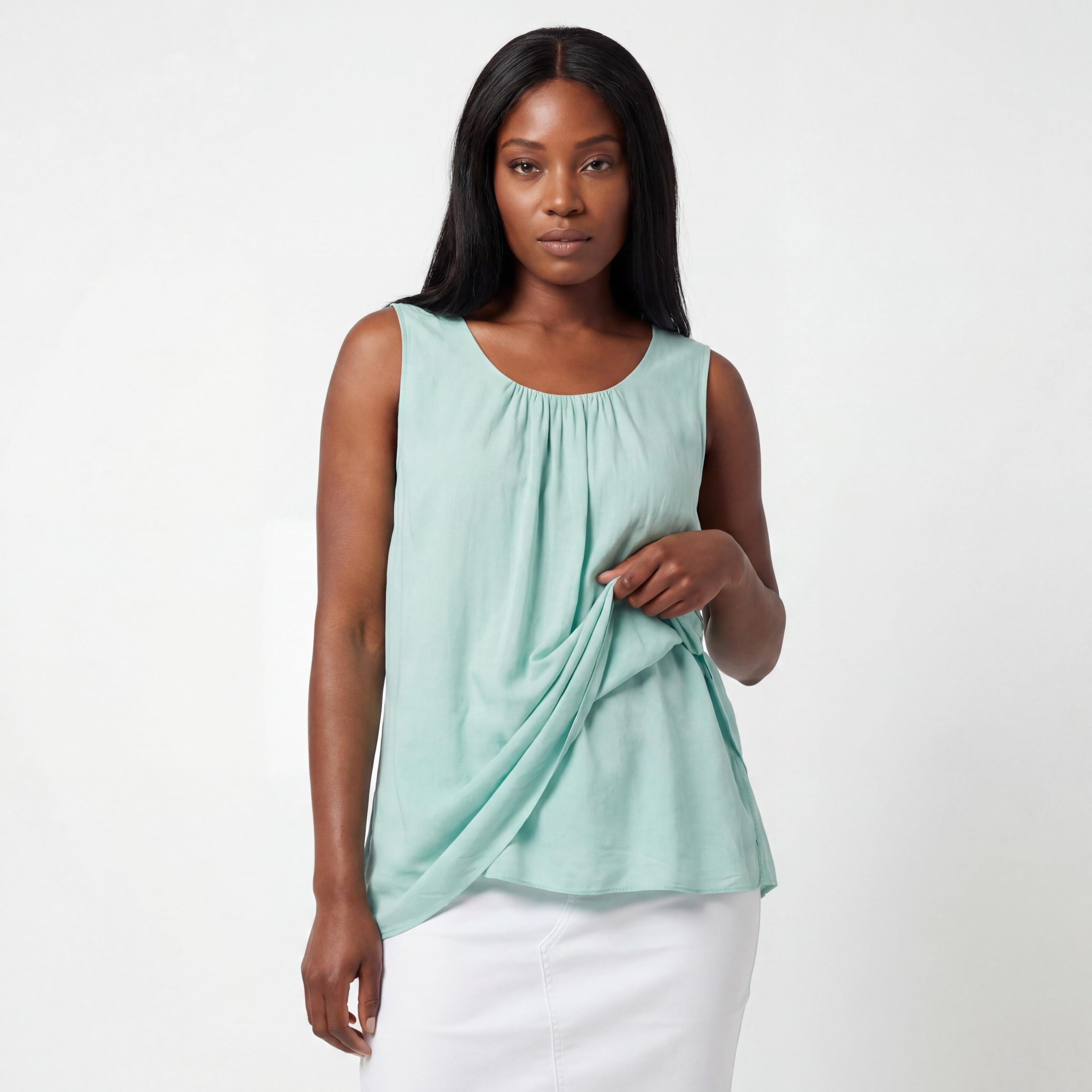 OriginalYou Trägertop Damen Long Top Sommer Oberteil ärmelloses Strandshirt mit Innentop für blickdichten Tragekomfort, erhältlich von 36-50 – Bild 5 von 5
