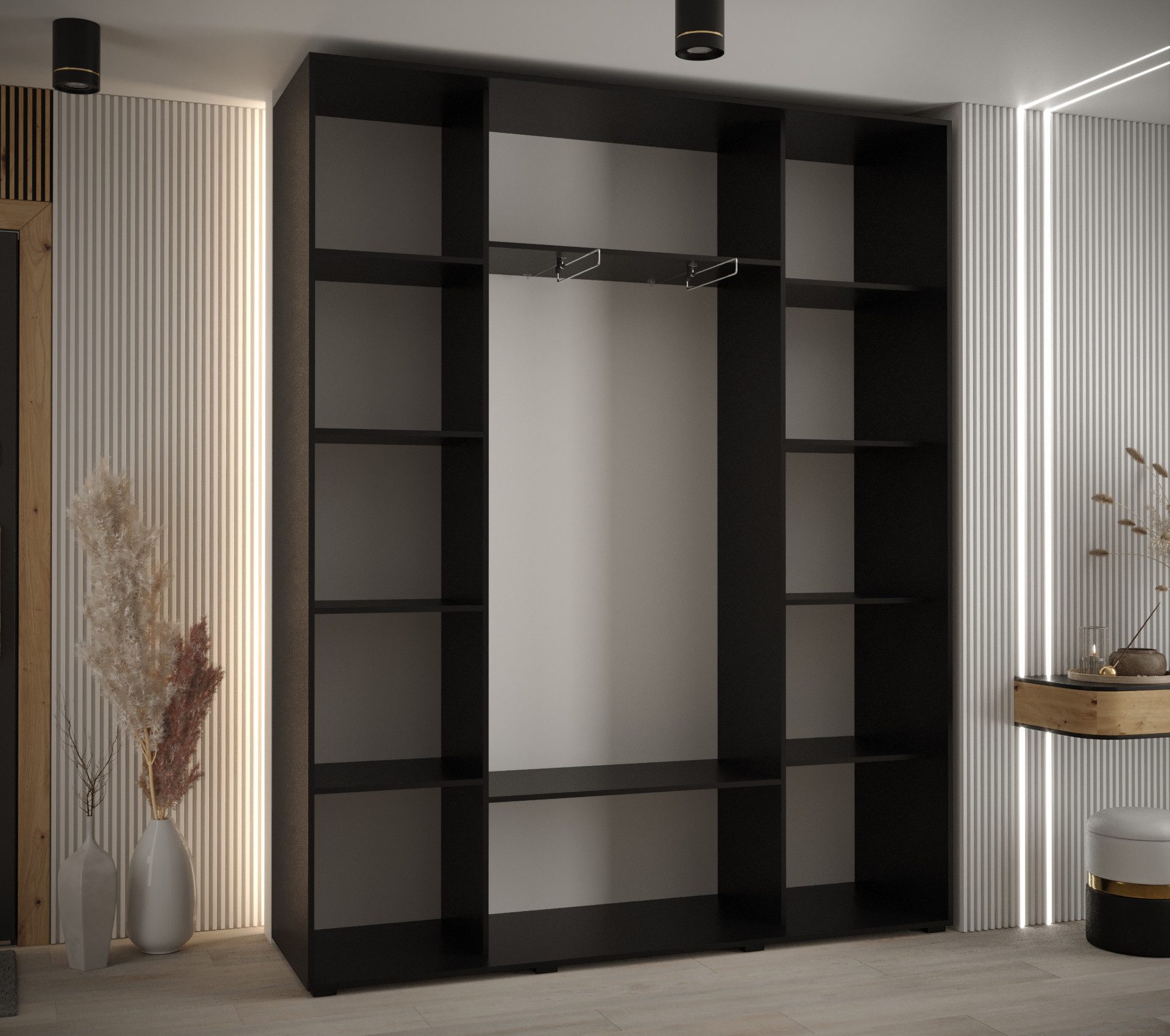 ABIKS MÖBEL Schwebetürenschrank LANKO 2 Schlafzimmerschrank mit Schiebetüren, Kleiderstange, Spiegel