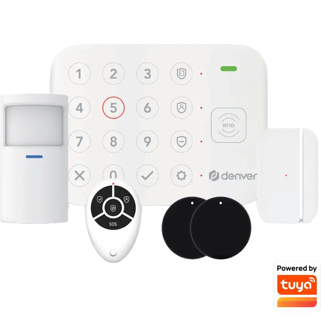 Denver Smart Home 4G Alarmanlage, WLAN Funk-Alarmsystem, App & Alexa Alarmanlage (WLAN & 4G Funk-Alarmsystem mit Tuya-App, Alexa, SMS & Notstrom-Akku)